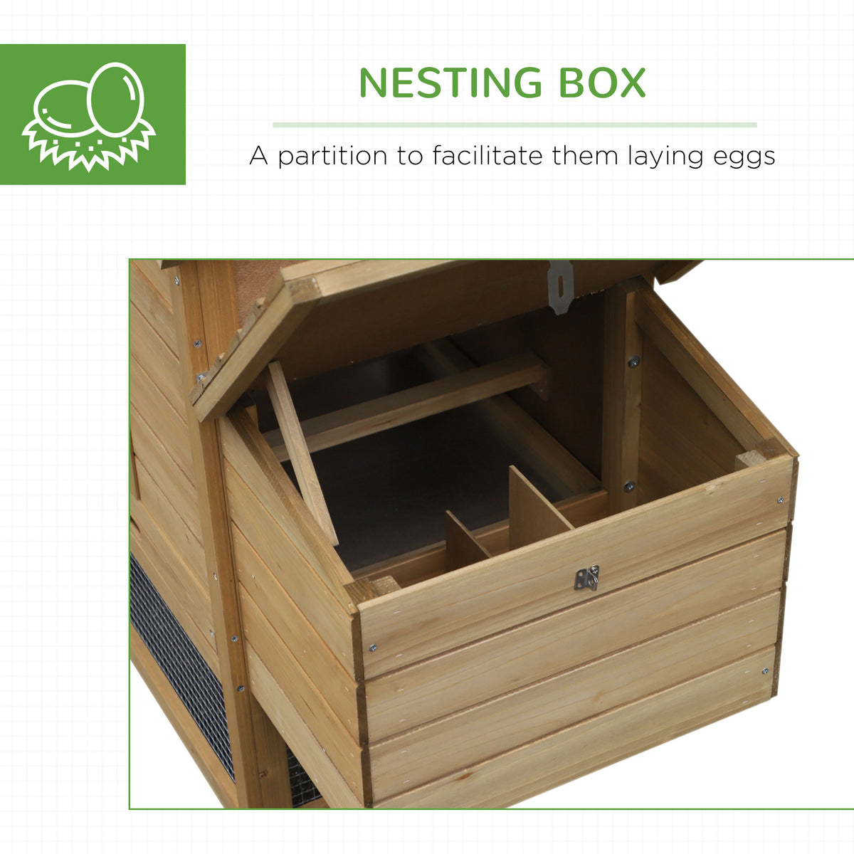 59" Small Wooden Chicken coop Hen House Poultry Cage for Outdoor Backyard with 2 Doors, Nesting Box and Removable Tray, Natural Wood