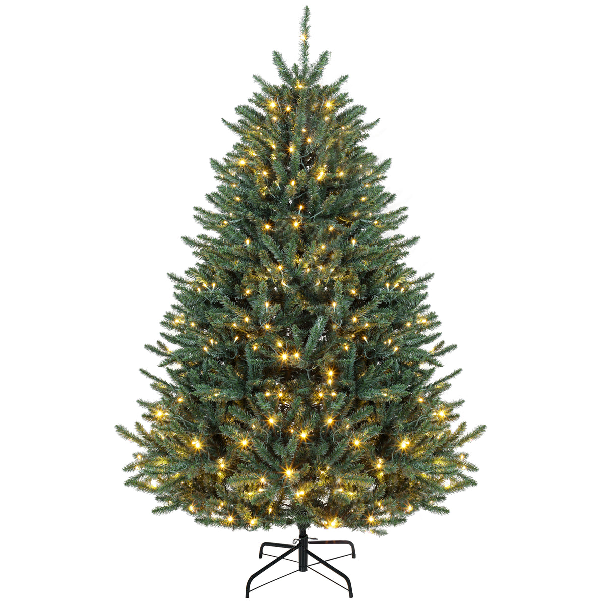 6ft Prelit Christmas Tree, Colorado Blue Spruce, Easy Plug, Hinged Xmas Tree with Warm White & Multi-Color LED Lights