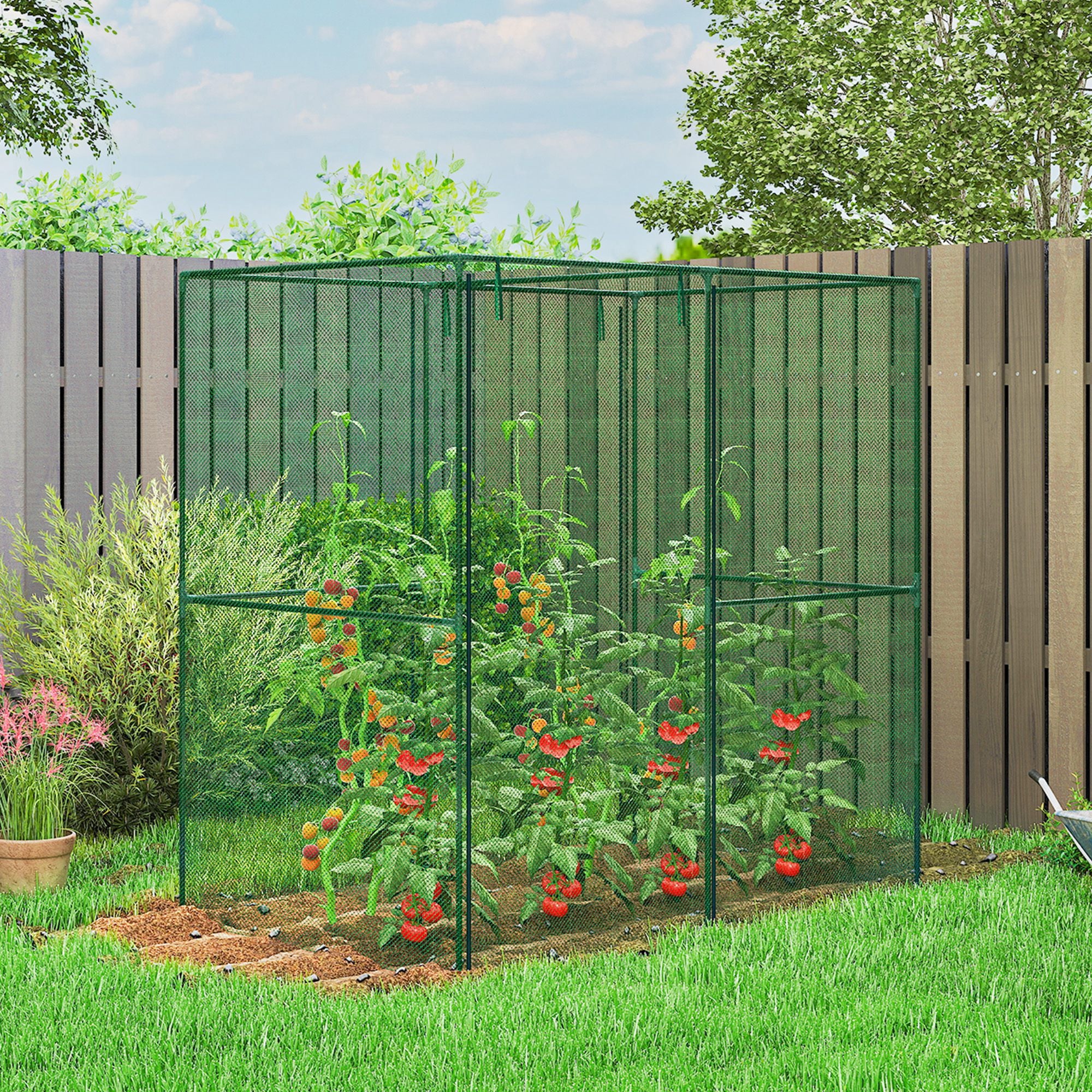 6' x 4' x 6' Crop Cage, Plant Protection Tent with Zippered Doors for Vegetable Garden, Backyard, Green - Green - Image 2