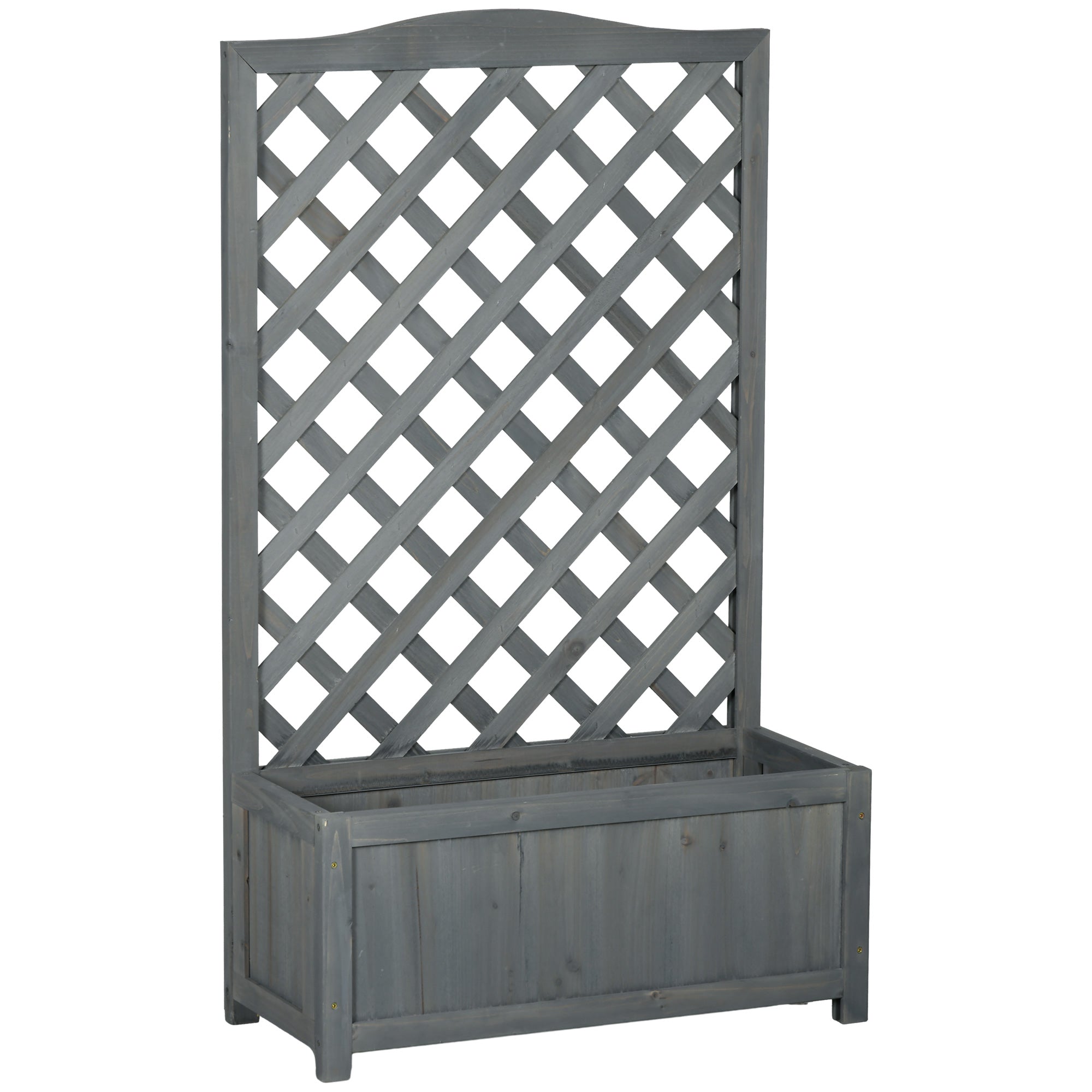 46" Wooden Planter with Trellis, Raised Garden Bed to Grow Vegetables, Herbs, Flowers for Backyard, Patio, Gray - Gray