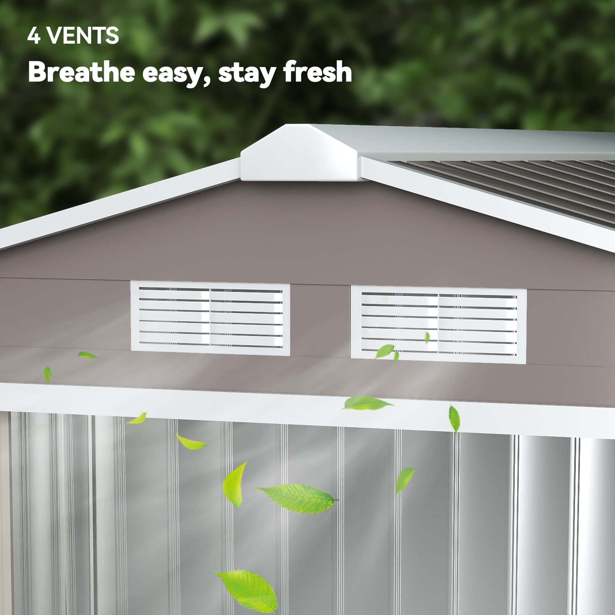 7' x 4' x 6' Outdoor Storage Shed Metal Garden Tool Storage Shed with Sloped Roof - Gray / White - Gray - Image 8