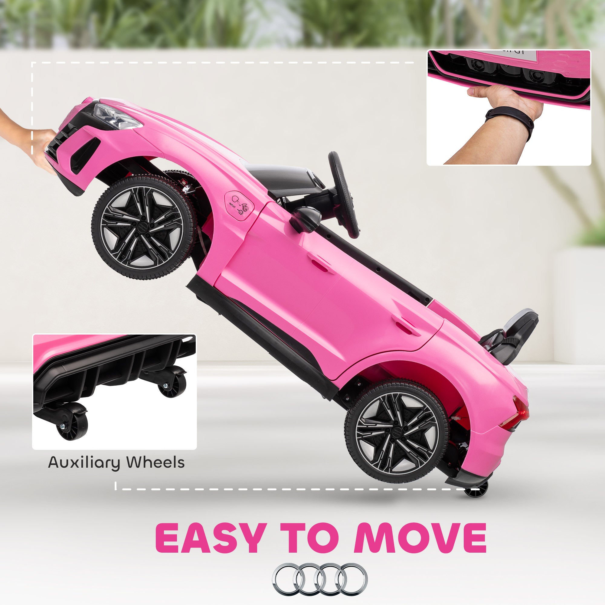 Licensed Audi RS e-tron GT 12V Ride On Car Truck for Kids, Electric Car Ride On Vehicle w/Parent Remote Control, Music, Lights, for Toddlers, Pink