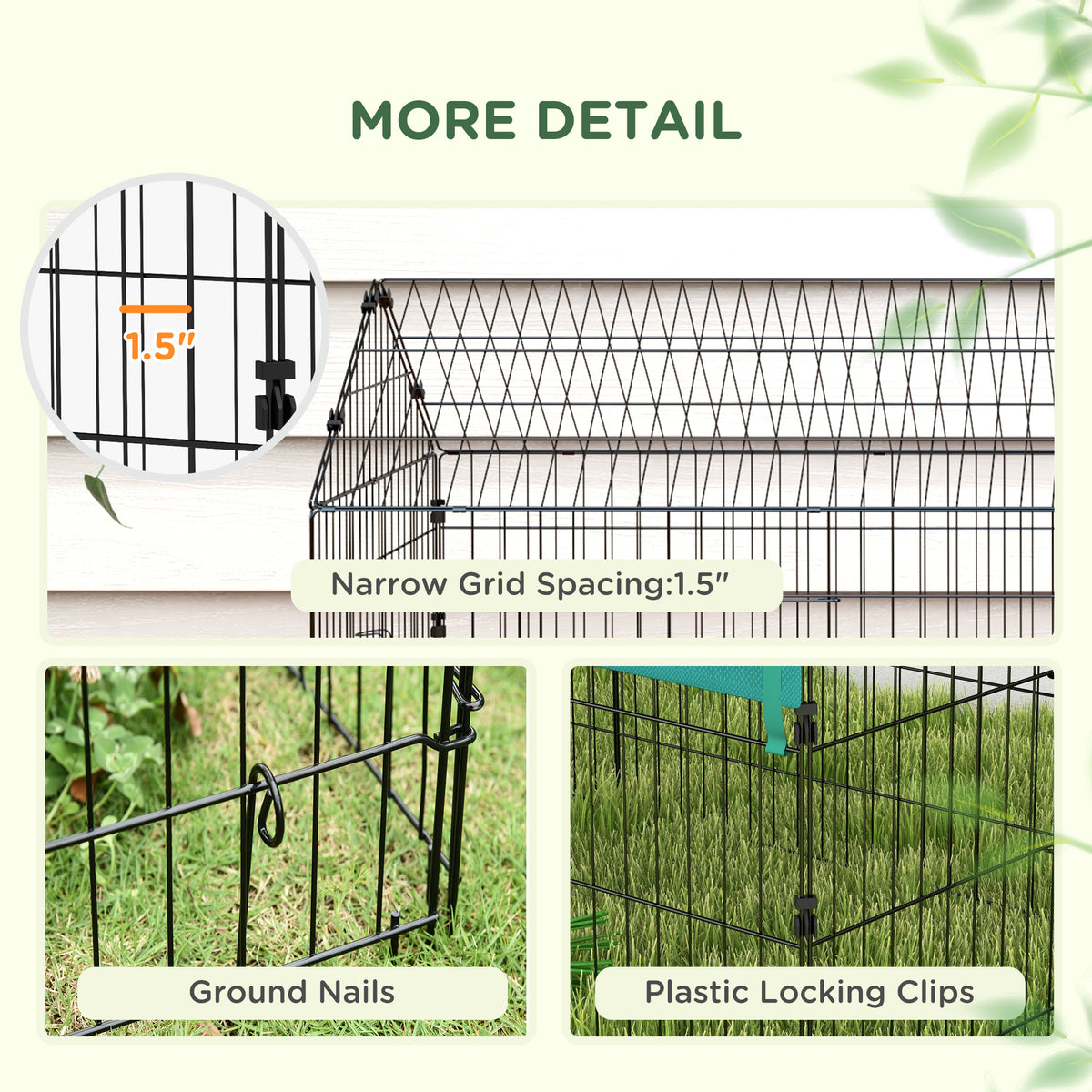 73" Small Animal Playpen with Roof for Rabbits, Chicken, Chinchillas - Green - Image 7