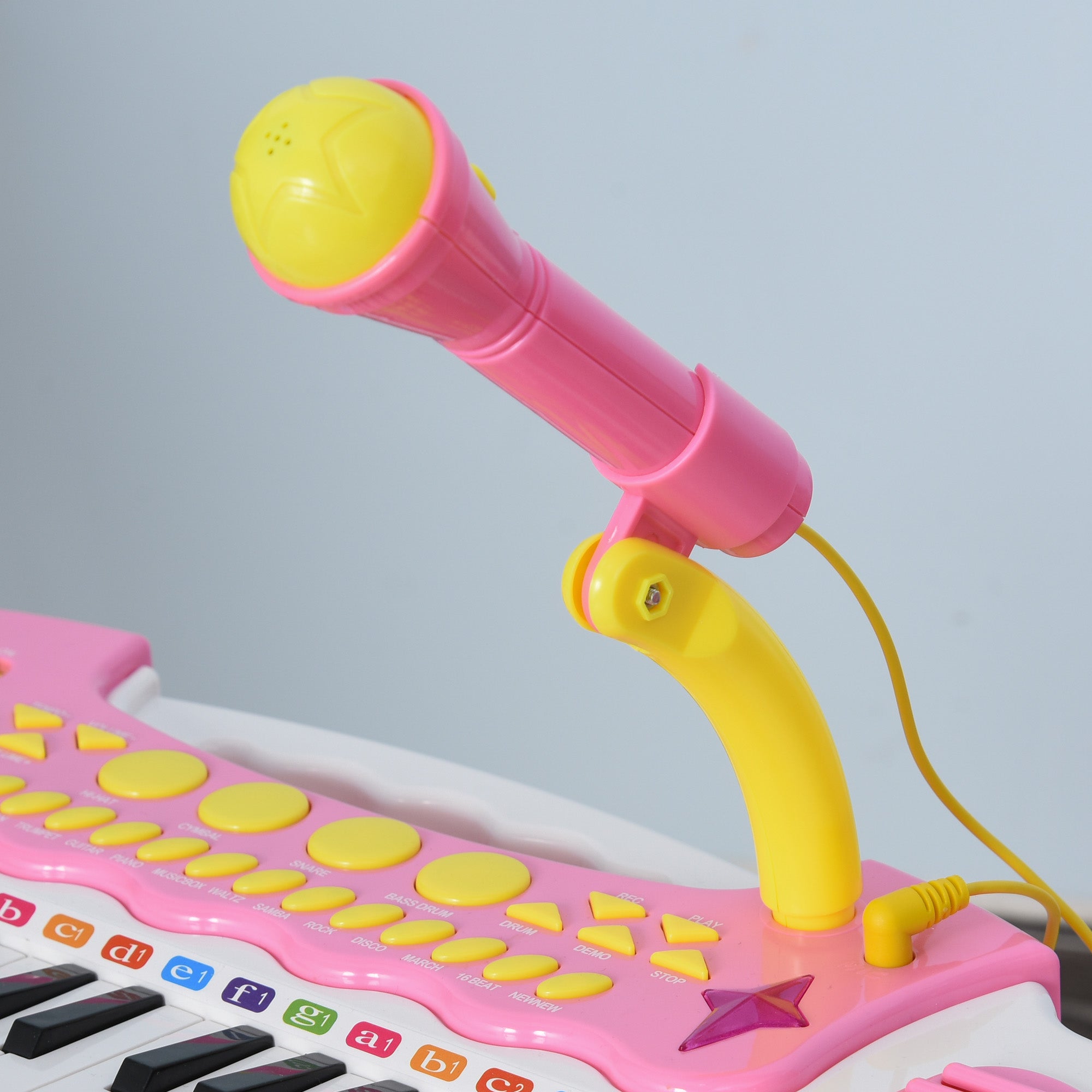 Kids Toy Keyboard Piano Toddler Electronic Instrument with Stool, Microphone and Bright Flashlight for Children Birth Gift, Pink