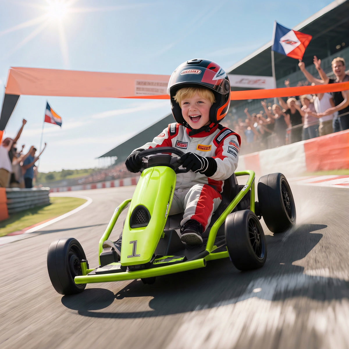 24V Electric Go Kart for Kids, Drift Ride-On Racing Go Kart with Max 8.1 MPH, for Boys Girls Aged 8-12 Years Old, Green