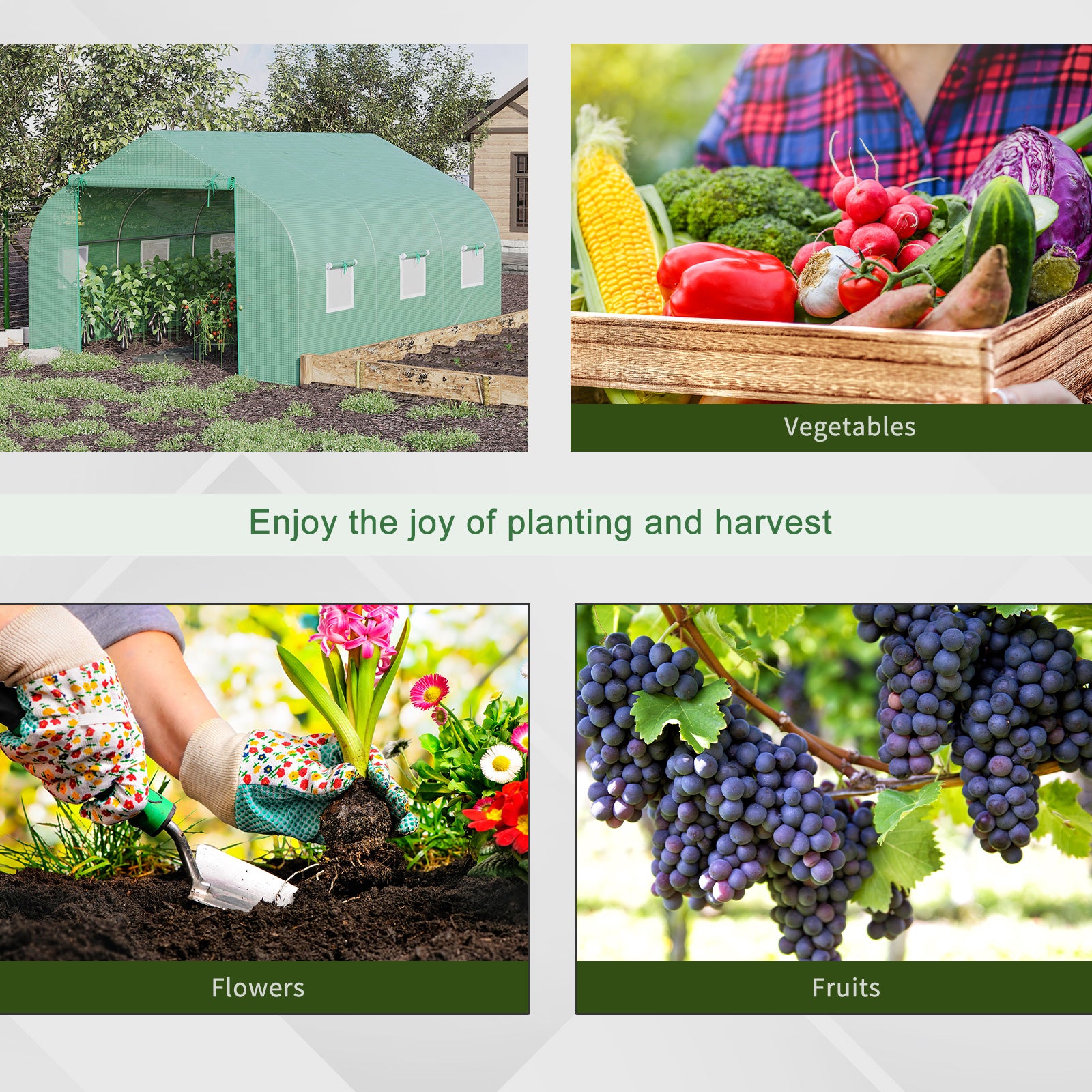 11.5' x 10' x 6.5' Outdoor Portable Walk-In Tunnel Greenhouse with Windows-Deep Green - Green - Image 6