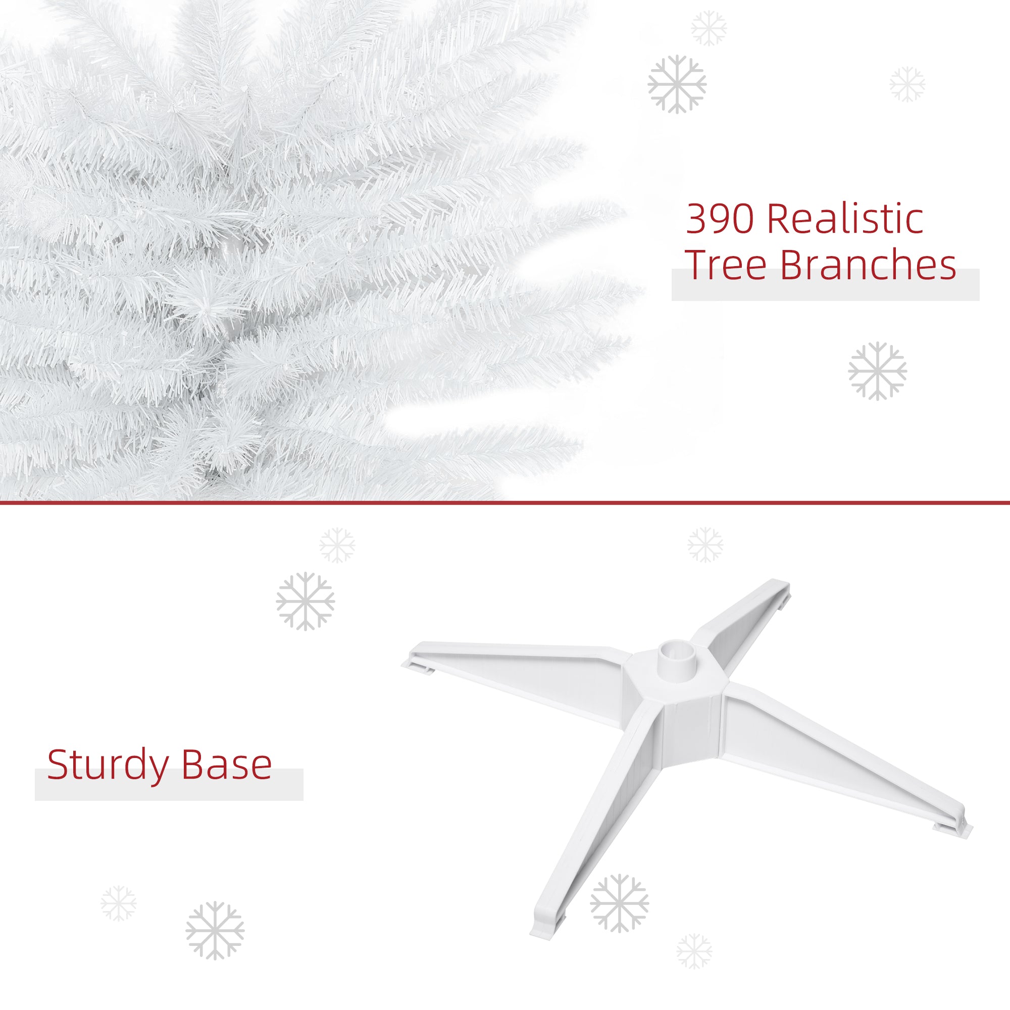 6' Artificial Pencil Christmas Tree, Slim Xmas Tree with 390 Realistic Branch Tips and Plastic Stand, White