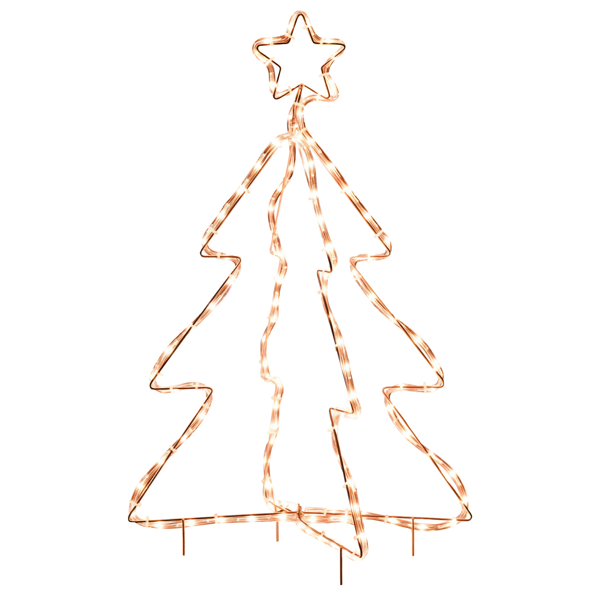 30" Outdoor LED Christmas Tree Rope Lights, LED Outdoor Christmas Decoration with Ground Stakes, Warm White