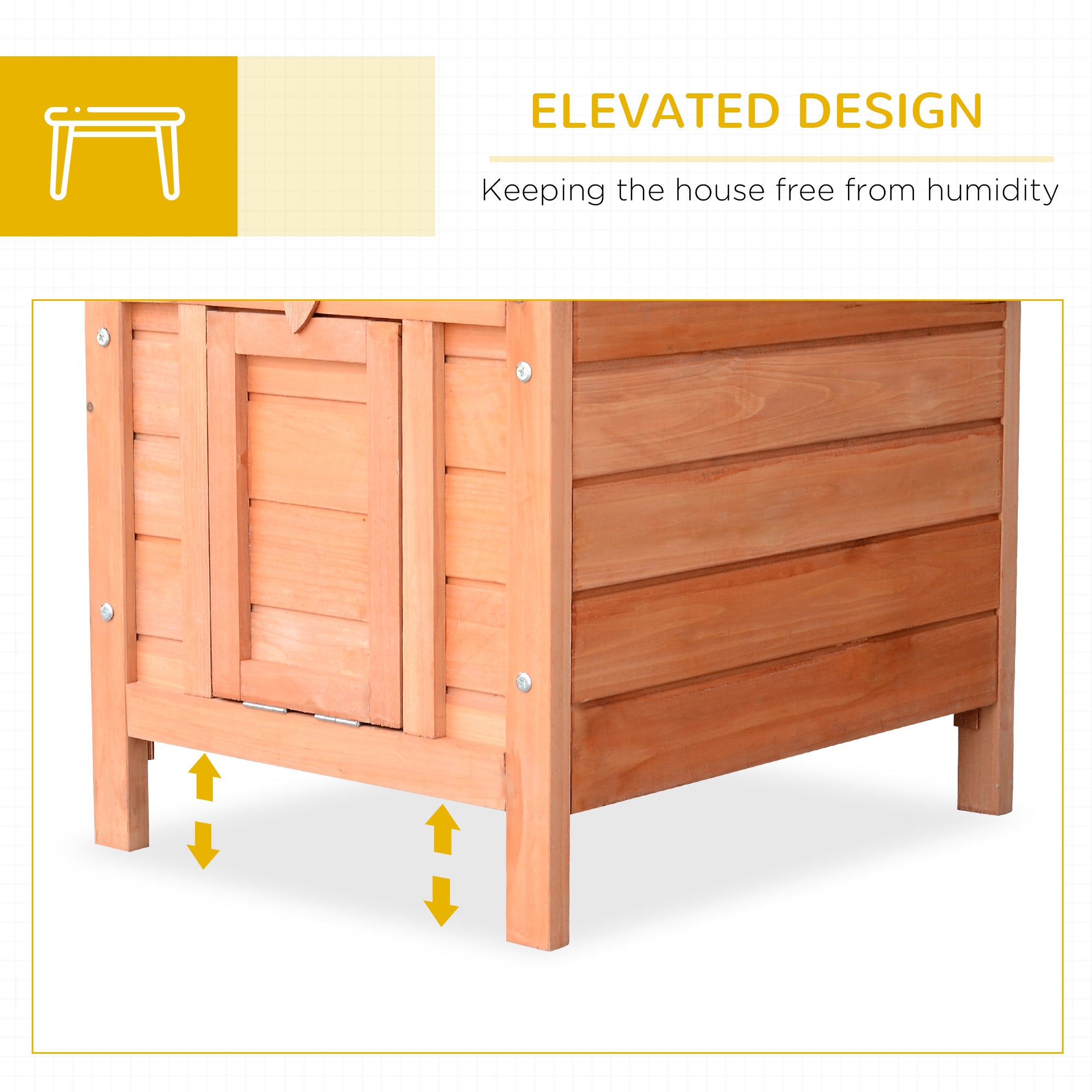 Small Wooden Rabbit Hutch Bunny Cage Guinea Pig Cage Duck House Dog House with Openable & Waterproof Roof, for Rabbits, Chickens, Ducks, Natural - Natural - Image 5