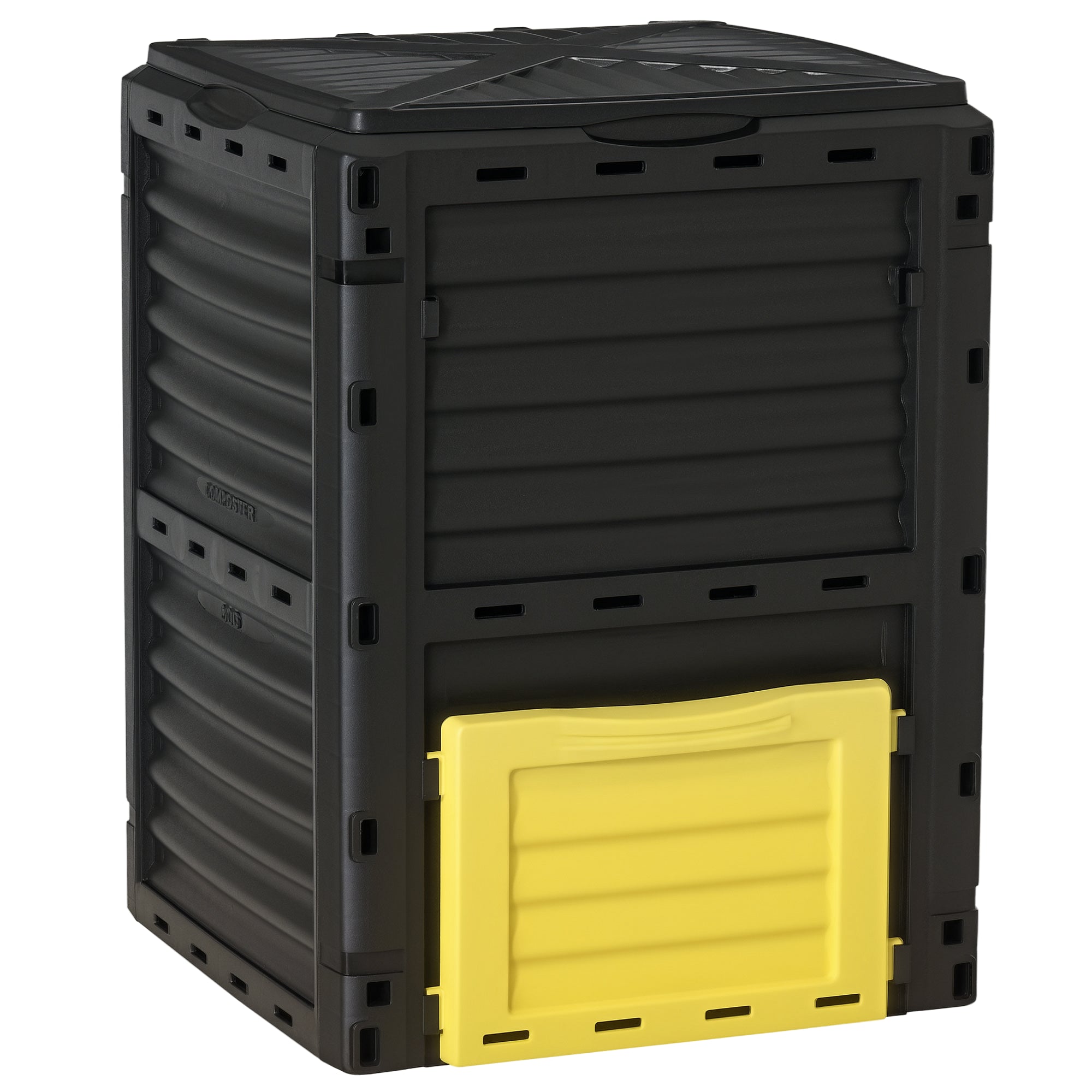 Garden Compost Bin 80 Gallon Outdoor Large Capacity Composter Fast Create Fertile Soil Aerating Box, Easy Assembly, Yellow - Yellow