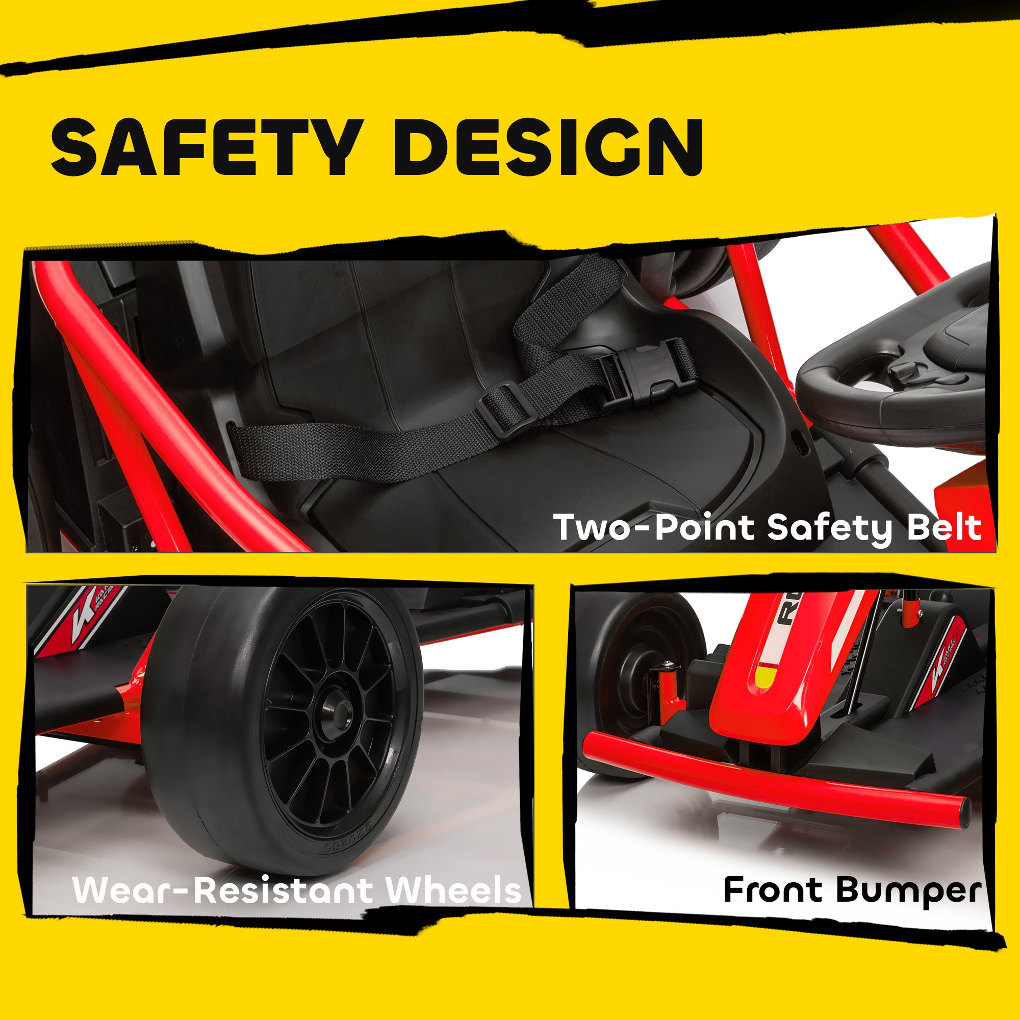 24V 7AH Kids Electric Go Kart, 8.1 MPH Battery Powered Drift Kart with Dual Motors, Soft Start for 8-12 Years, Red