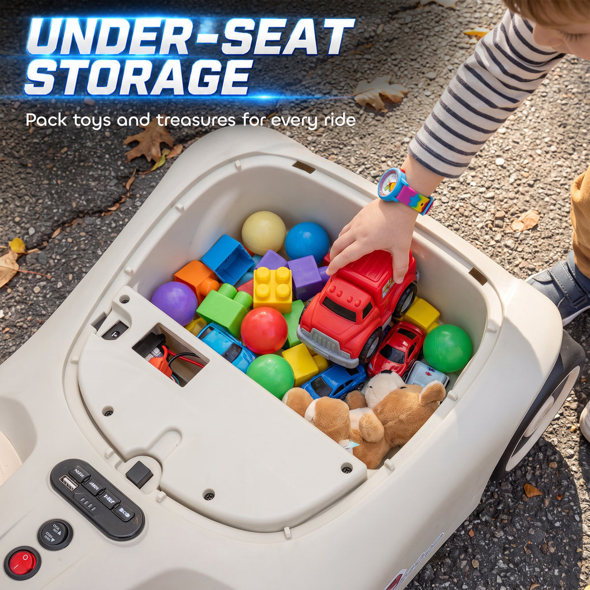 12V Electric Wiggle Car with Pedal, Kids Ride On Car with 2 Speeds, Soft Start, Music, Lights for 3-5 Years, White