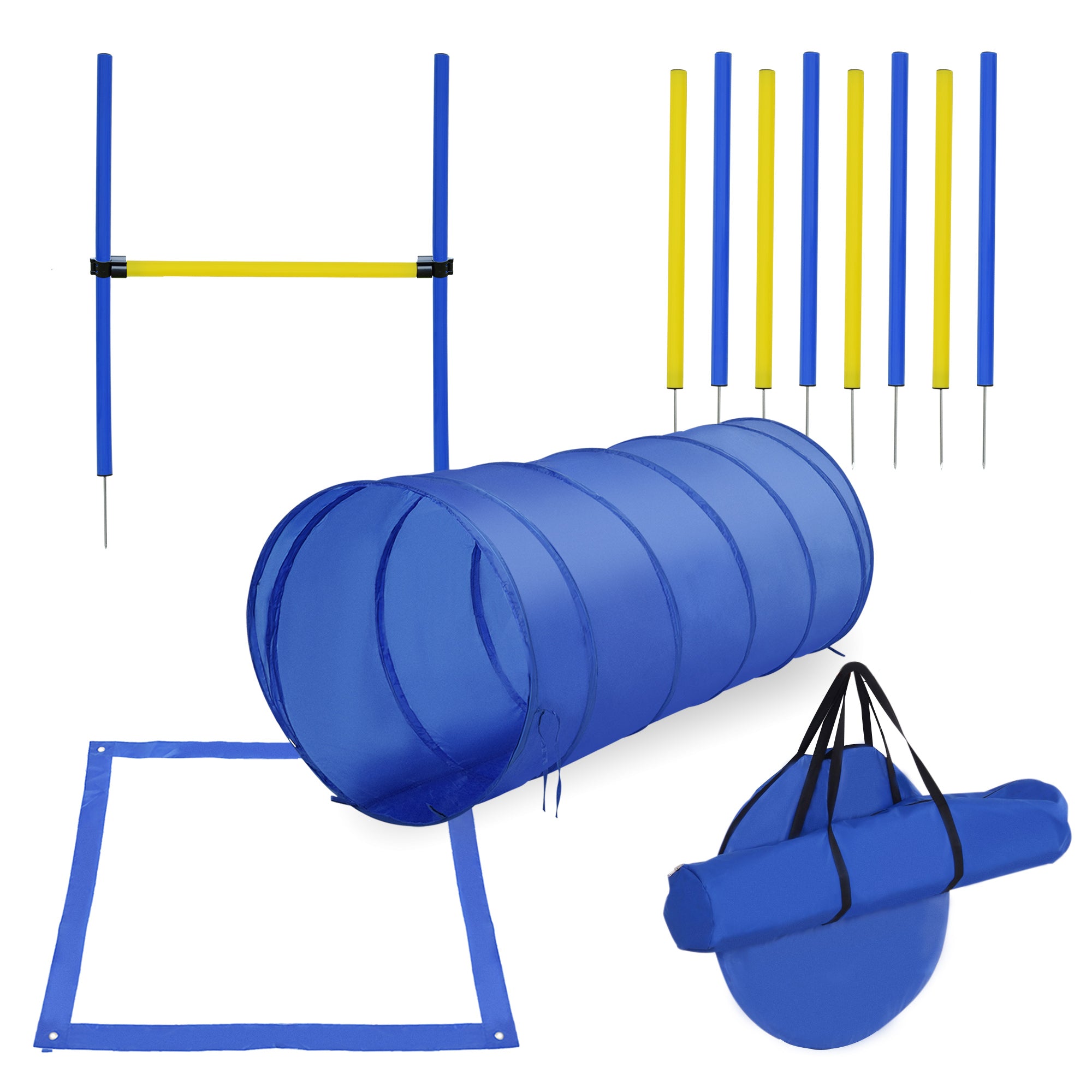 Backyard Competitive Dog Agility Training Kit Obstacle Course Equipment - Blue
