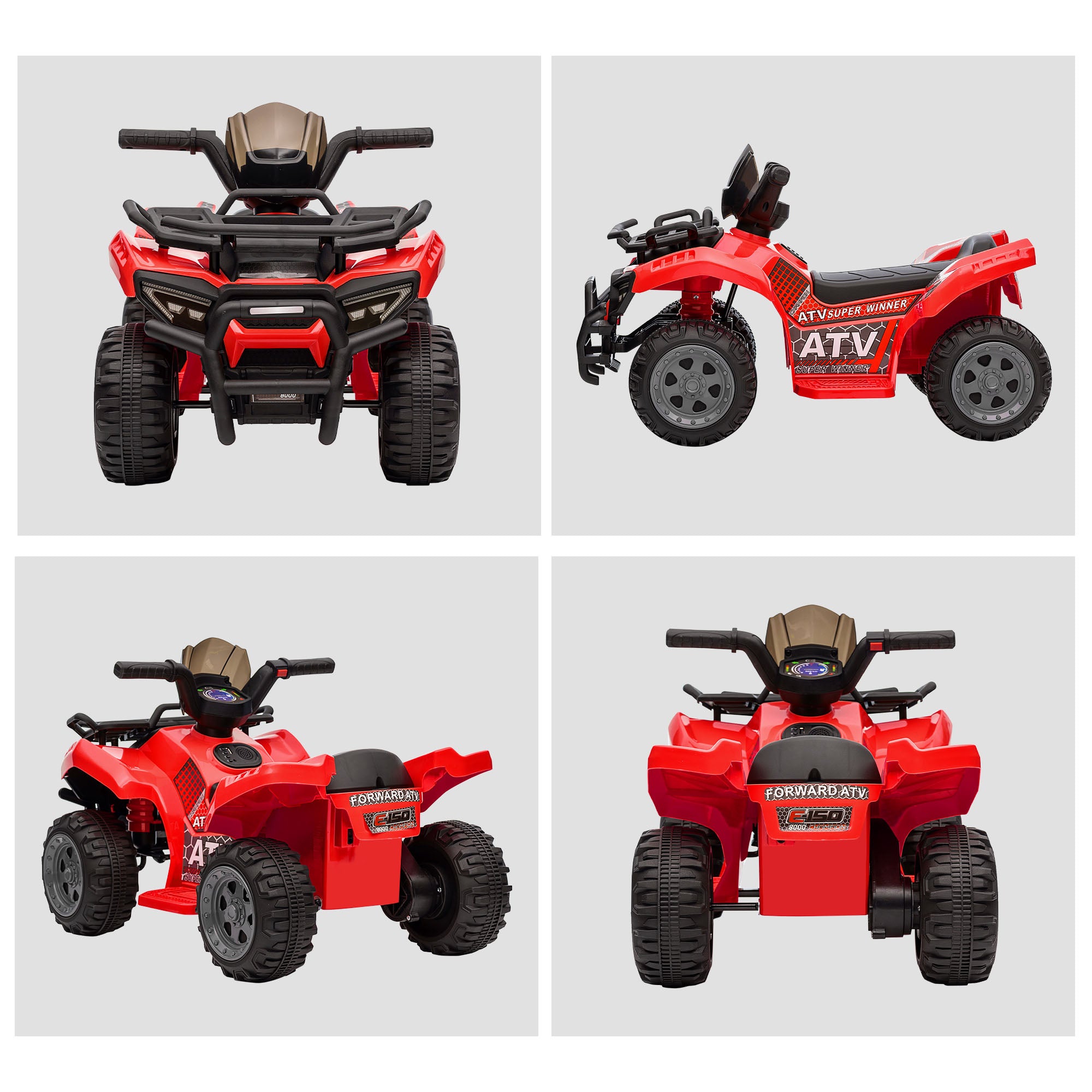 6V Battery Powered Electric ATV, Quad Four Wheeler Ride On Toy Car w/ LED Headlights for Kids Toddlers, Red