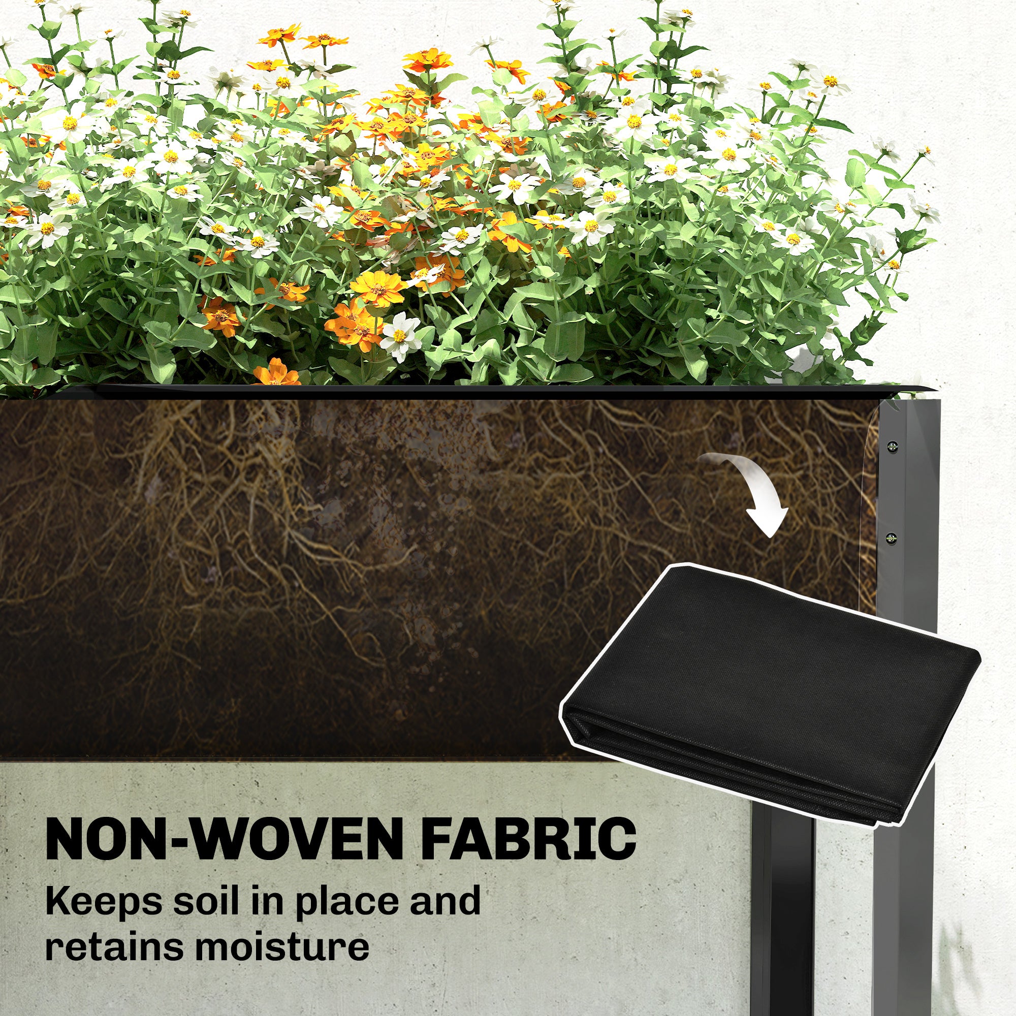 Galvanized Raised Garden Bed with Legs, 71" x 22" x 31.5" Raised Planter Box with Reinforced Bars and Non-Woven Fabric - Dark Gray - Image 8