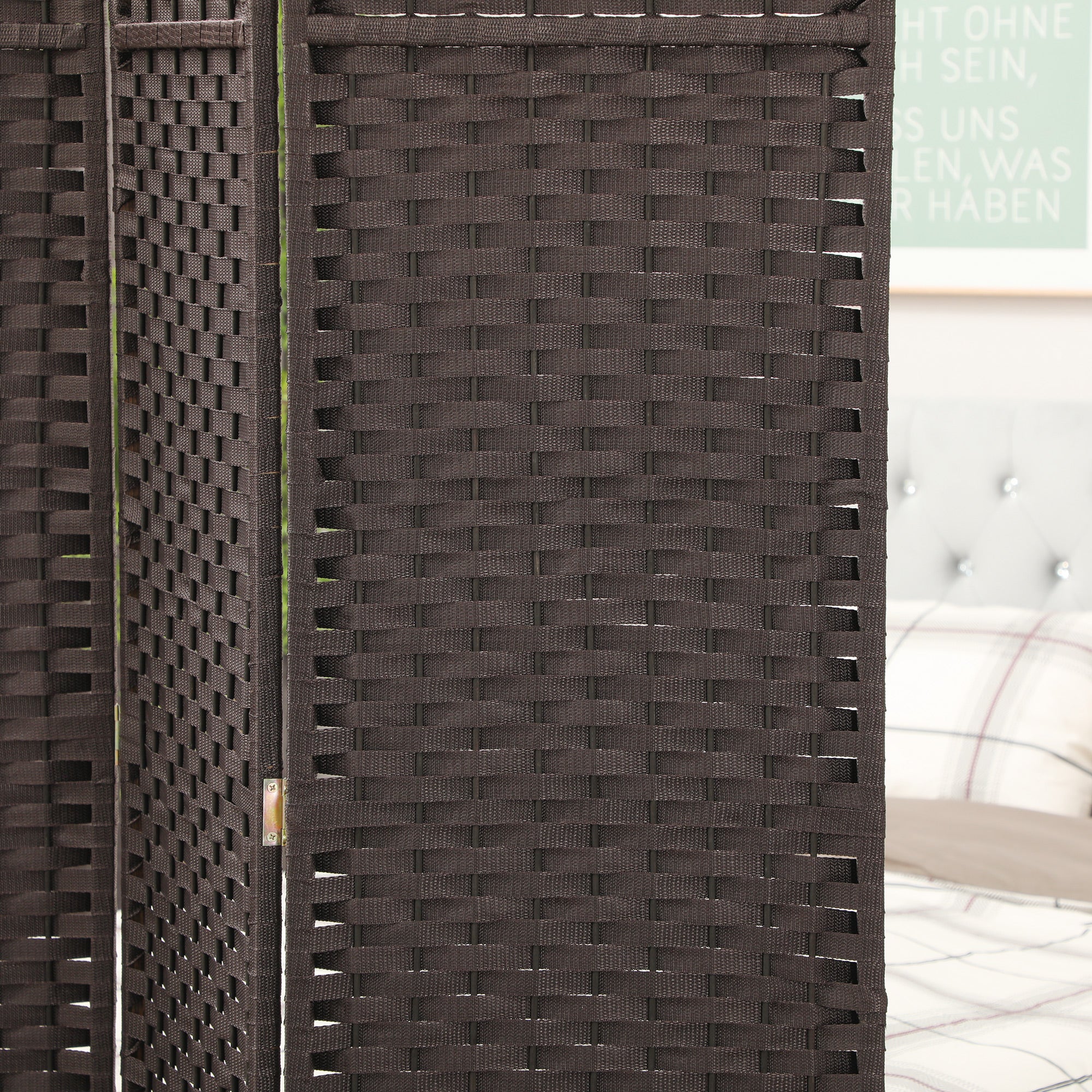 Folding Room Divider Screen 8 Panel 5.6 ' Tall Privacy Screen Freestanding Room Partition for Home Office, Brown