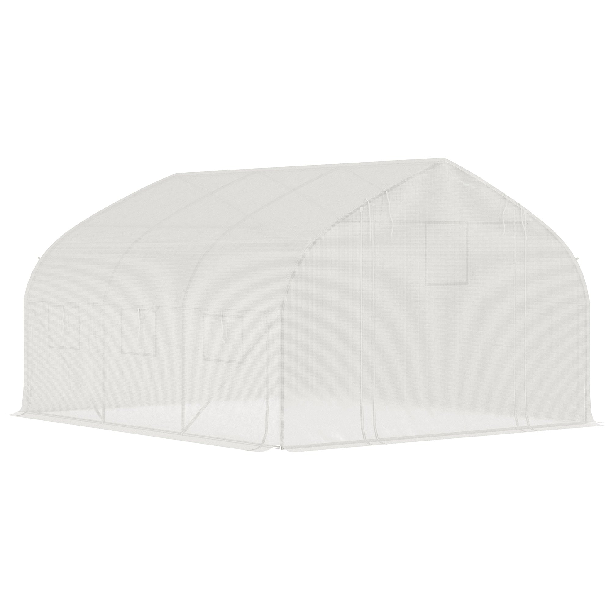 11.5' x 10' x 6.5' Walk-in Tunnel Greenhouse, Green House with Zippered Mesh Door, 7 Mesh Windows & Roll-up Sidewalls, Upgraded Gardening Plant Hot House with Galvanized Steel Hoops, White - White - Image 8