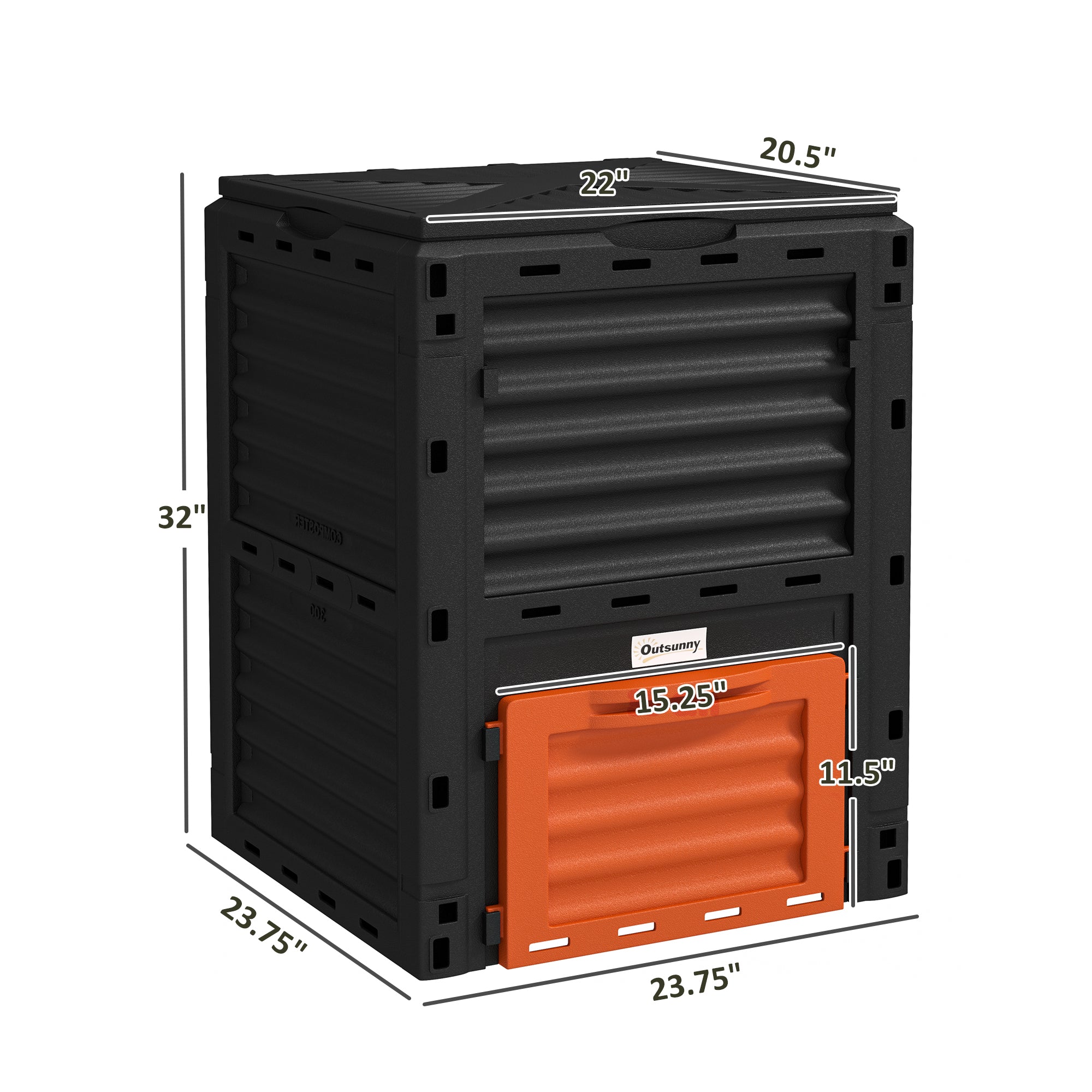 Garden Compost Bin 80 Gallon Outdoor Large Capacity Composter Fast Create Fertile Soil Aerating Box, Orange - Orange - Image 3