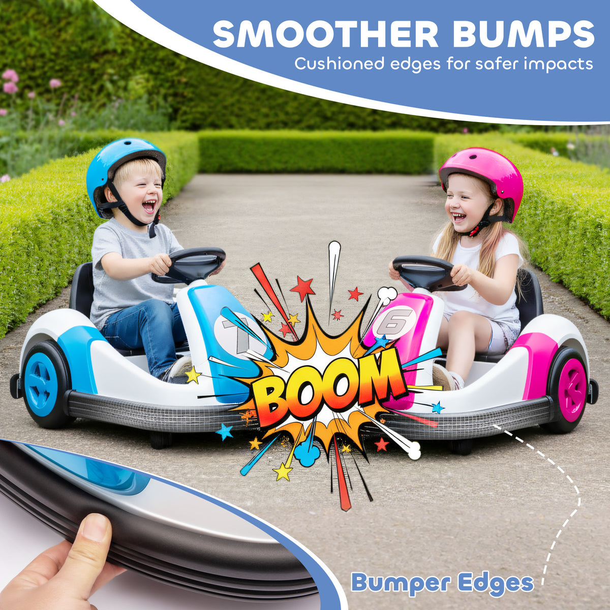 6V Kids Bumper Car with Big Wheels, Electric Car for Kids with 360-Degree Spin, Slow Start, for 37-72 M, Blue