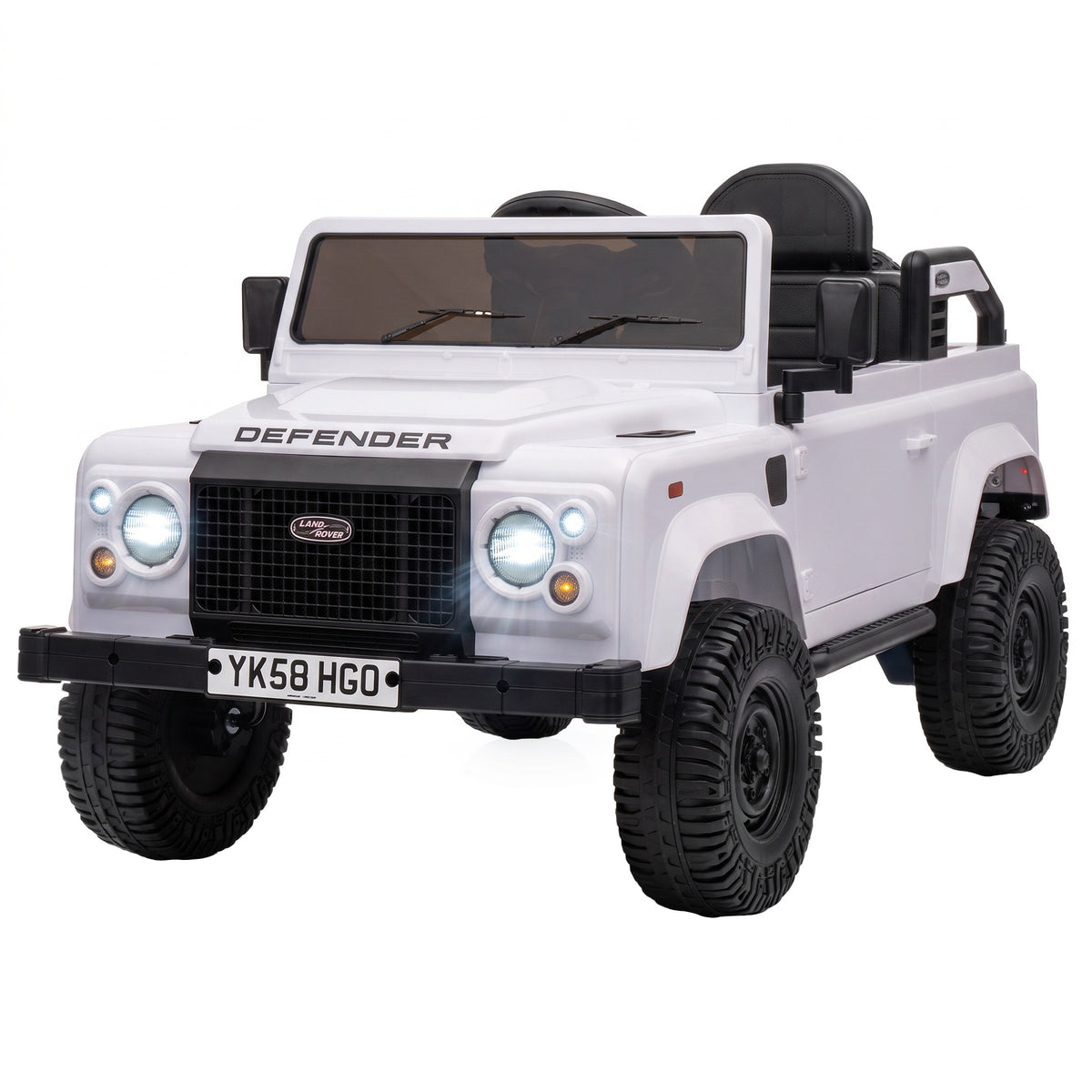 12V Electric Car for Kids 3+ Years, Licensed Land Rover Defender Toddler Ride on Car w/ Remote Control, White