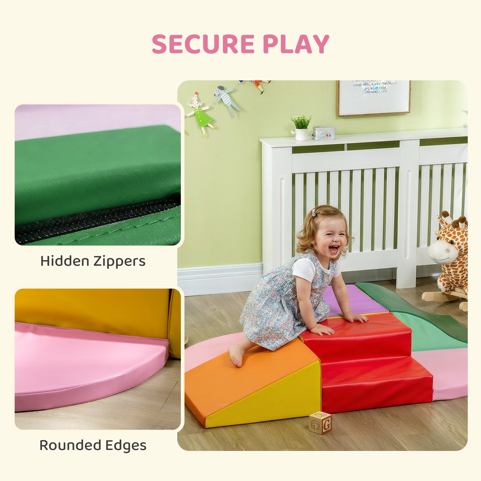 6-Pieces Foam Climbing Blocks for Toddlers 1-3 Years, Soft Play Set for Climb and Crawl, Assorted