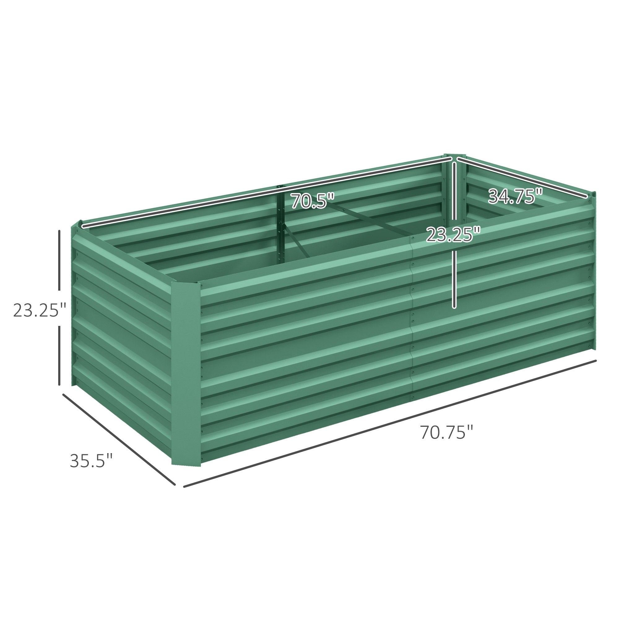Galvanized Raised Garden Bed, Steel Outdoor Planters with Reinforced Rods, 71" x 36" x 23", Light Green - Light Green - Image 3