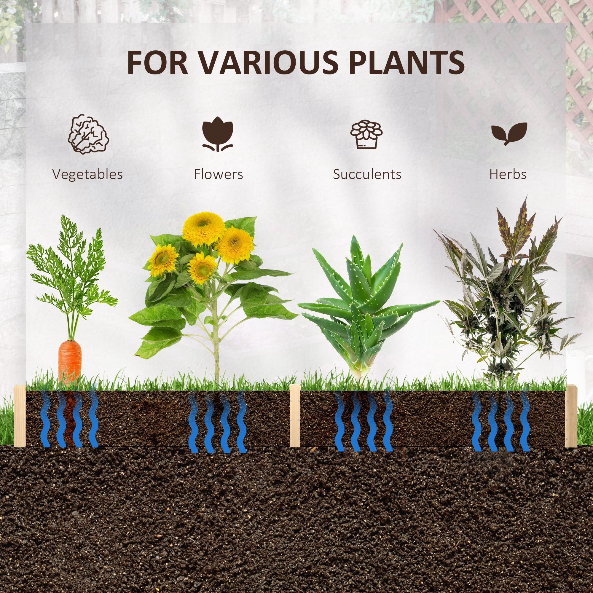 39'' x 36'' Screwless Raised Garden Bed, Hexagon Planter Box DIY Herb Garden - Natural wood finish - Image 6