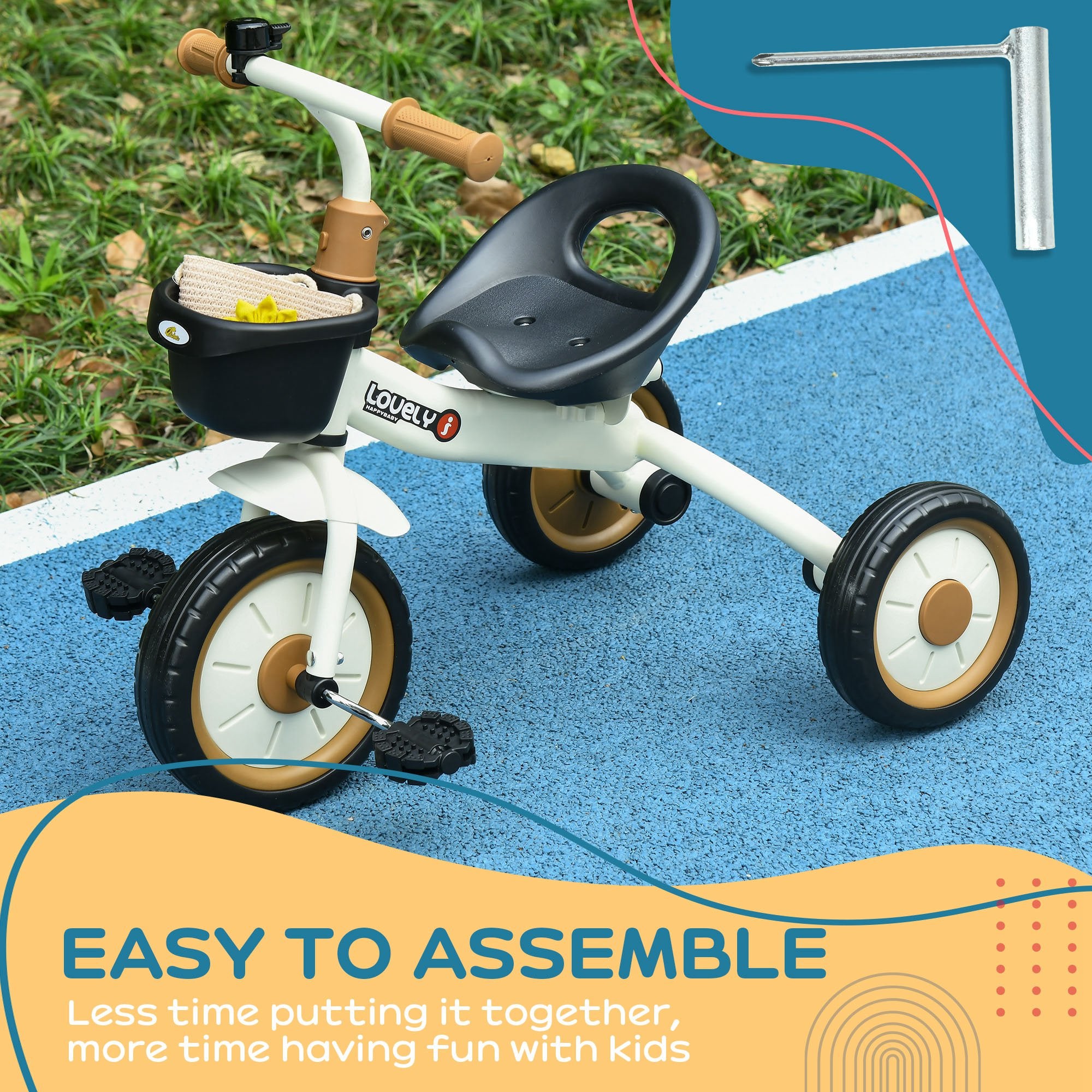 Tricycle for Kids Age 2-5, Toddler Bike for Children, White
