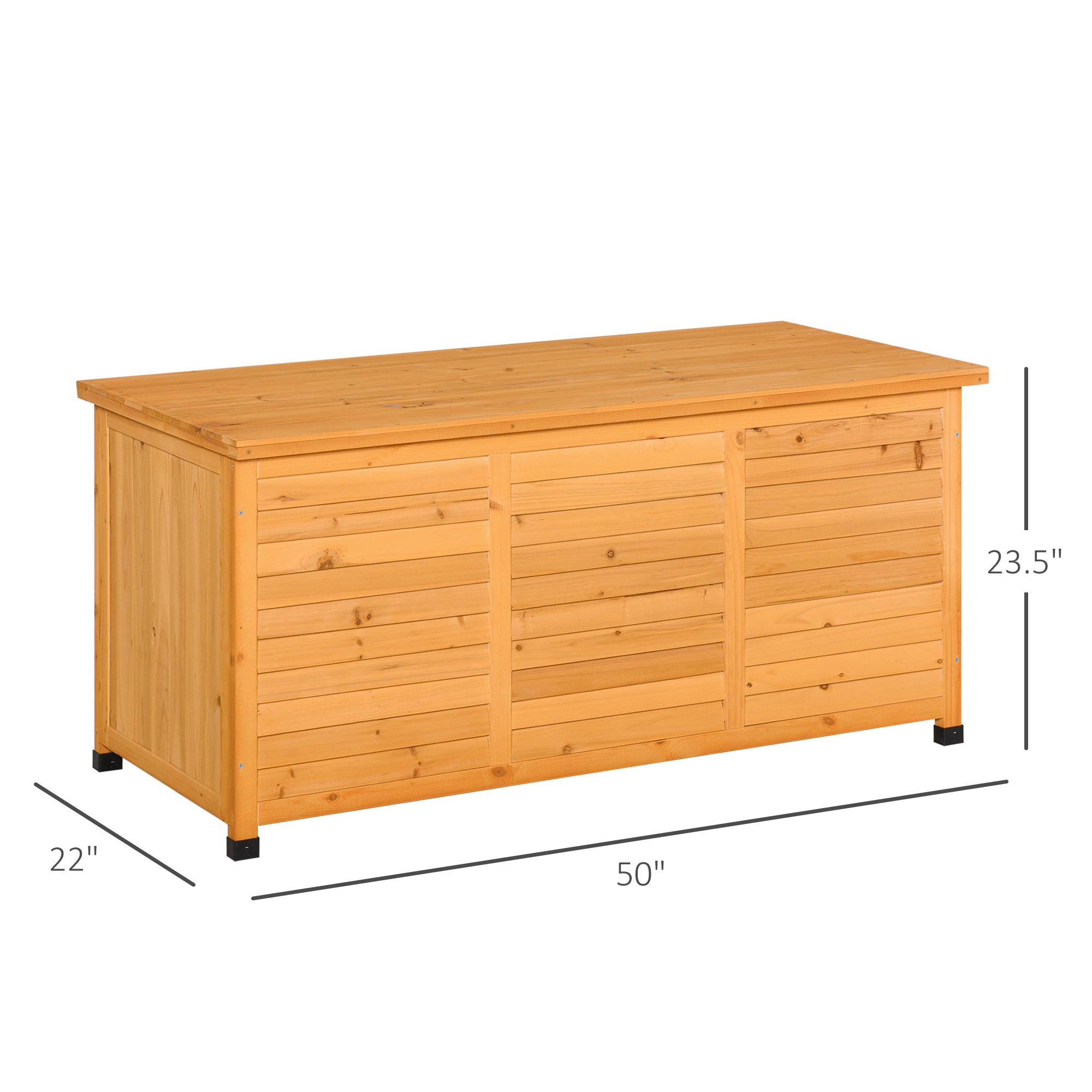 75 Gallon Wooden Deck Box, Outdoor Storage Container with Aerating Gap & Weather-Fighting Finish, Yellow - Yellow - Image 3