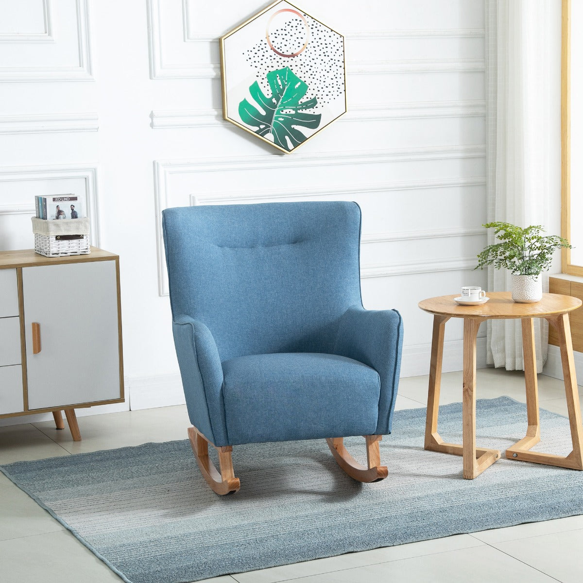 Modern Rocking Chair Sofa Armchair Modern Accent Chair, Blue
