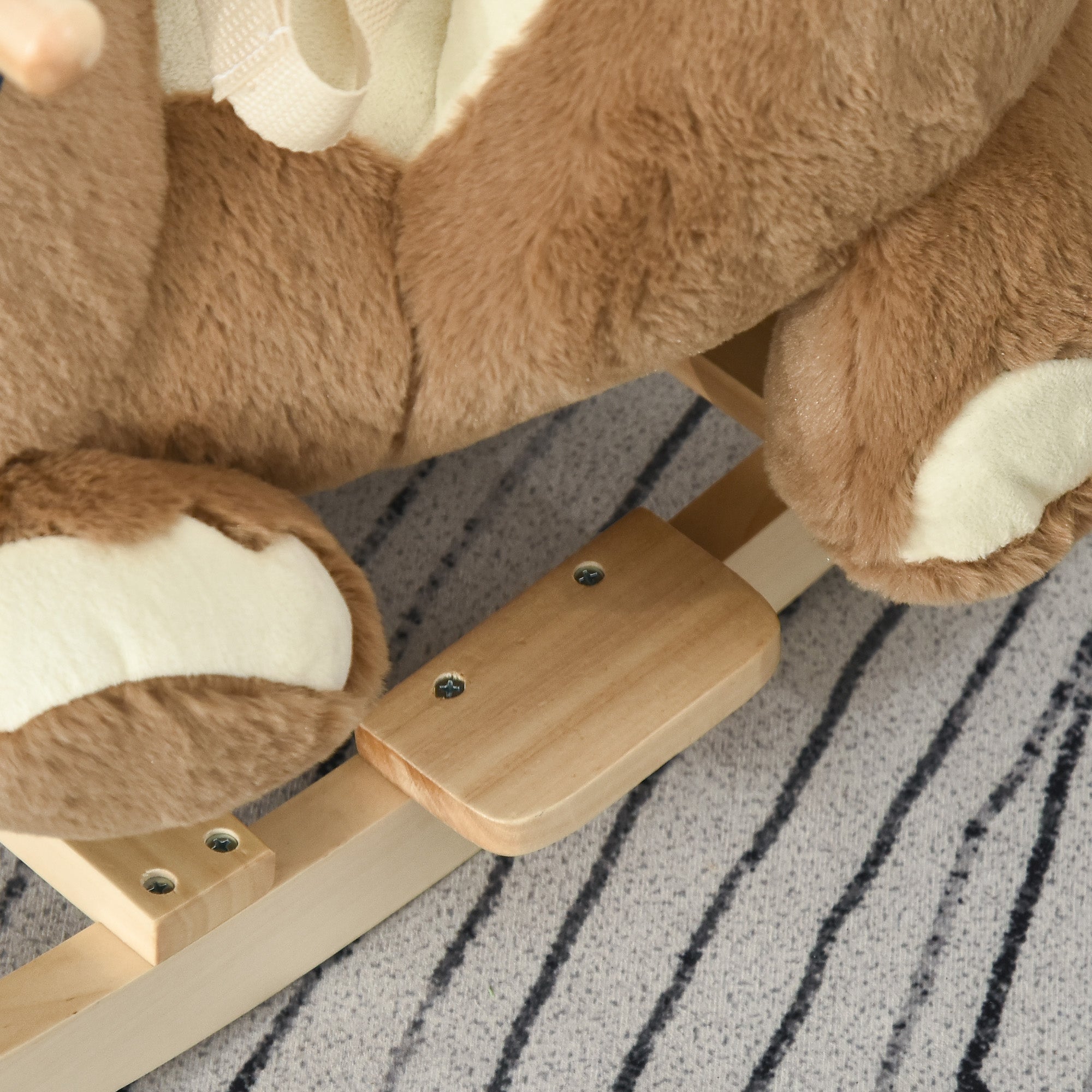 Baby Rocking Horse with Lullaby, Ride On Horse, Bear Themed Plush Animal Rocker with Pedals for Ages 18-36 Months, Easy to Assemble