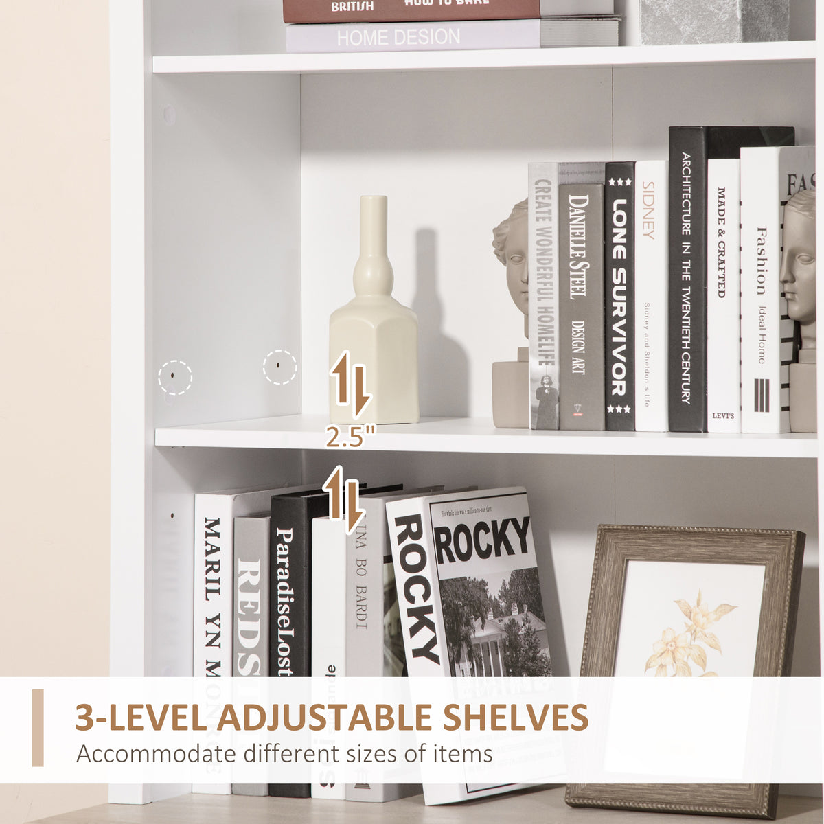 70" Kitchen Hutch, Freestanding Storage Pantry Cabinet with 3-Tier Shelving, Sideboard with Adjustable Shelves and Open Countertop, White