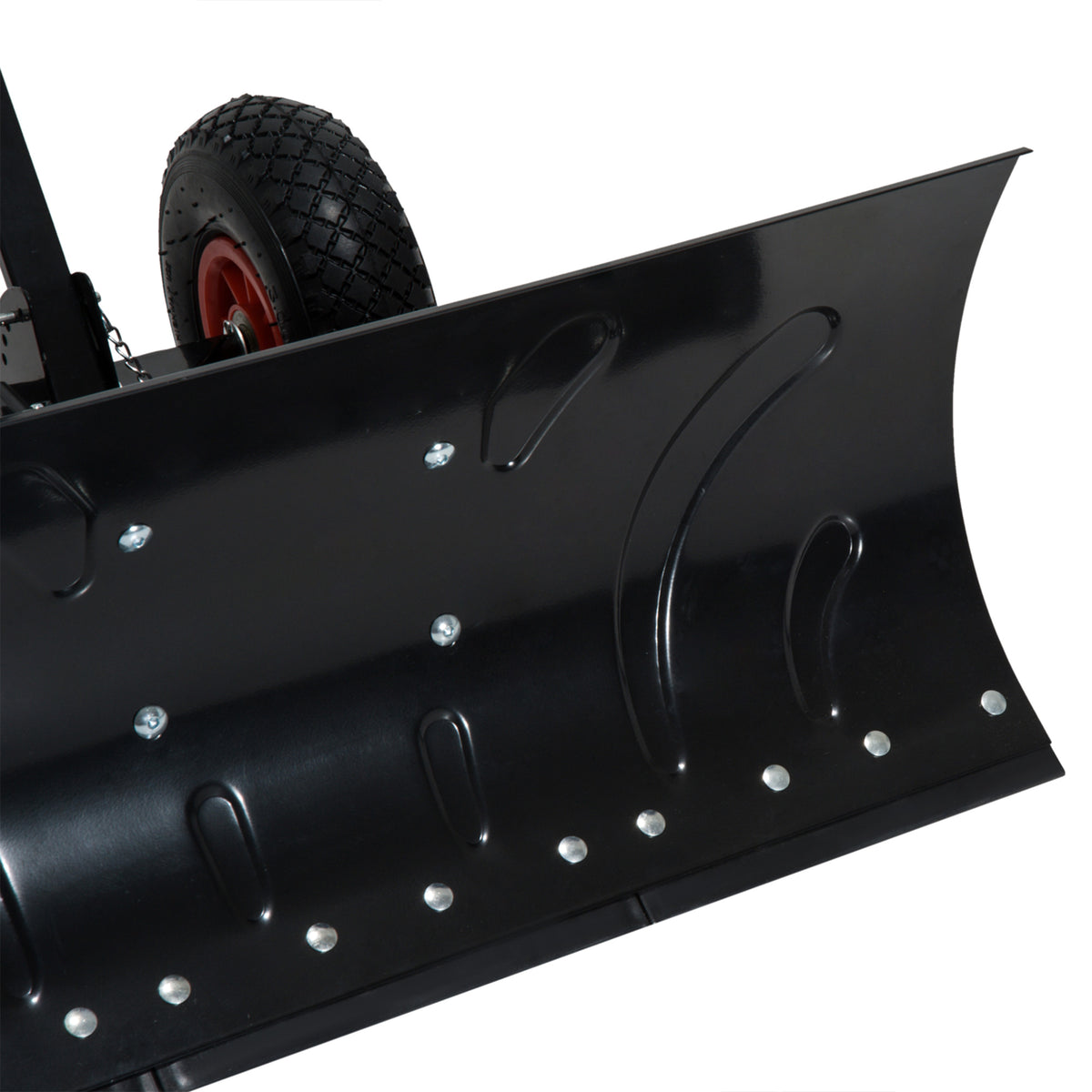 Snow Shovel Rolling Pusher with 29" Blade, 10" Wheels & Angle-Adjustable Handle, Black