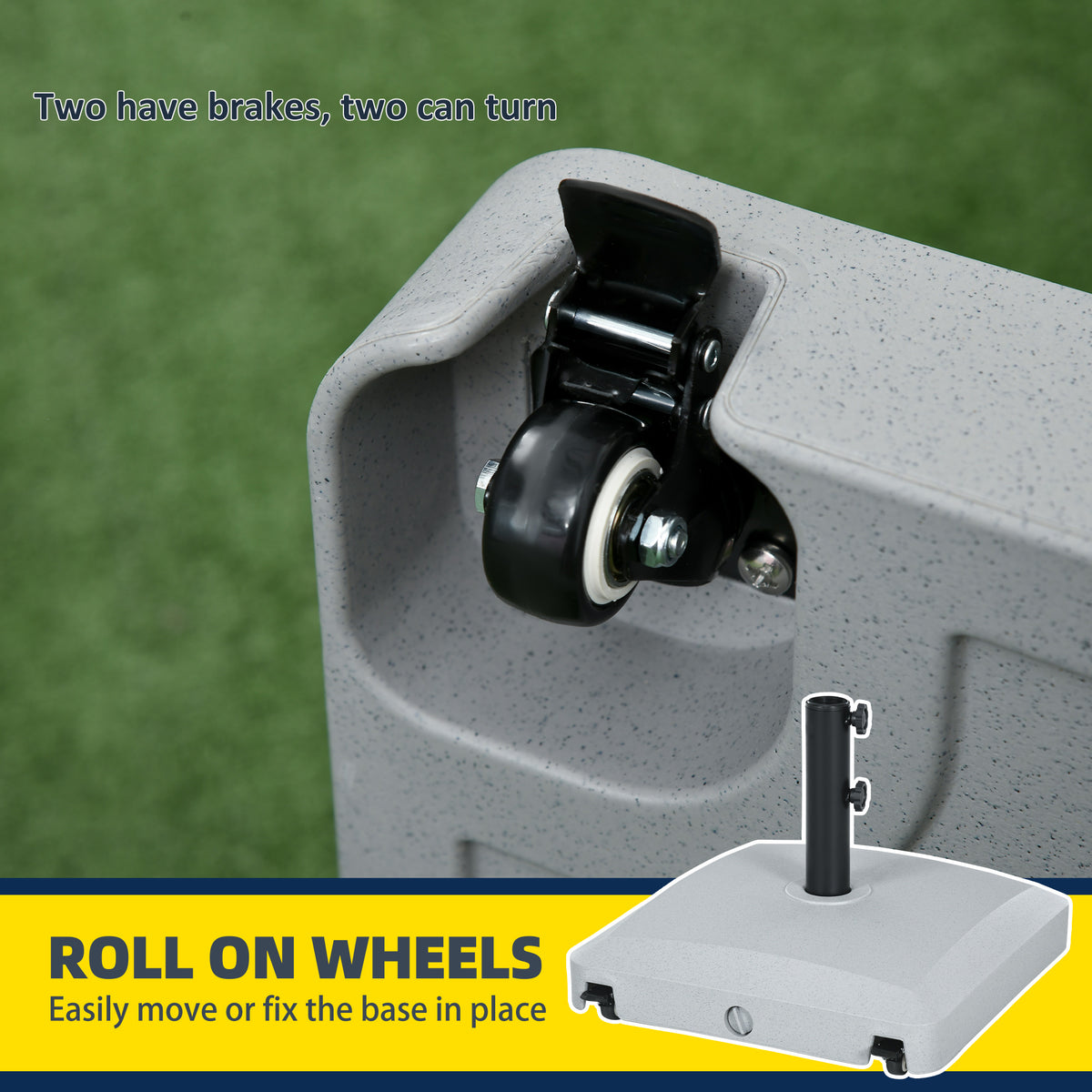 Patio Umbrella Base with Wheels, 53lbs Water or 66lbs Sand Filled, Heavy Duty Outdoor Umbrella Stand Holder, Gray
