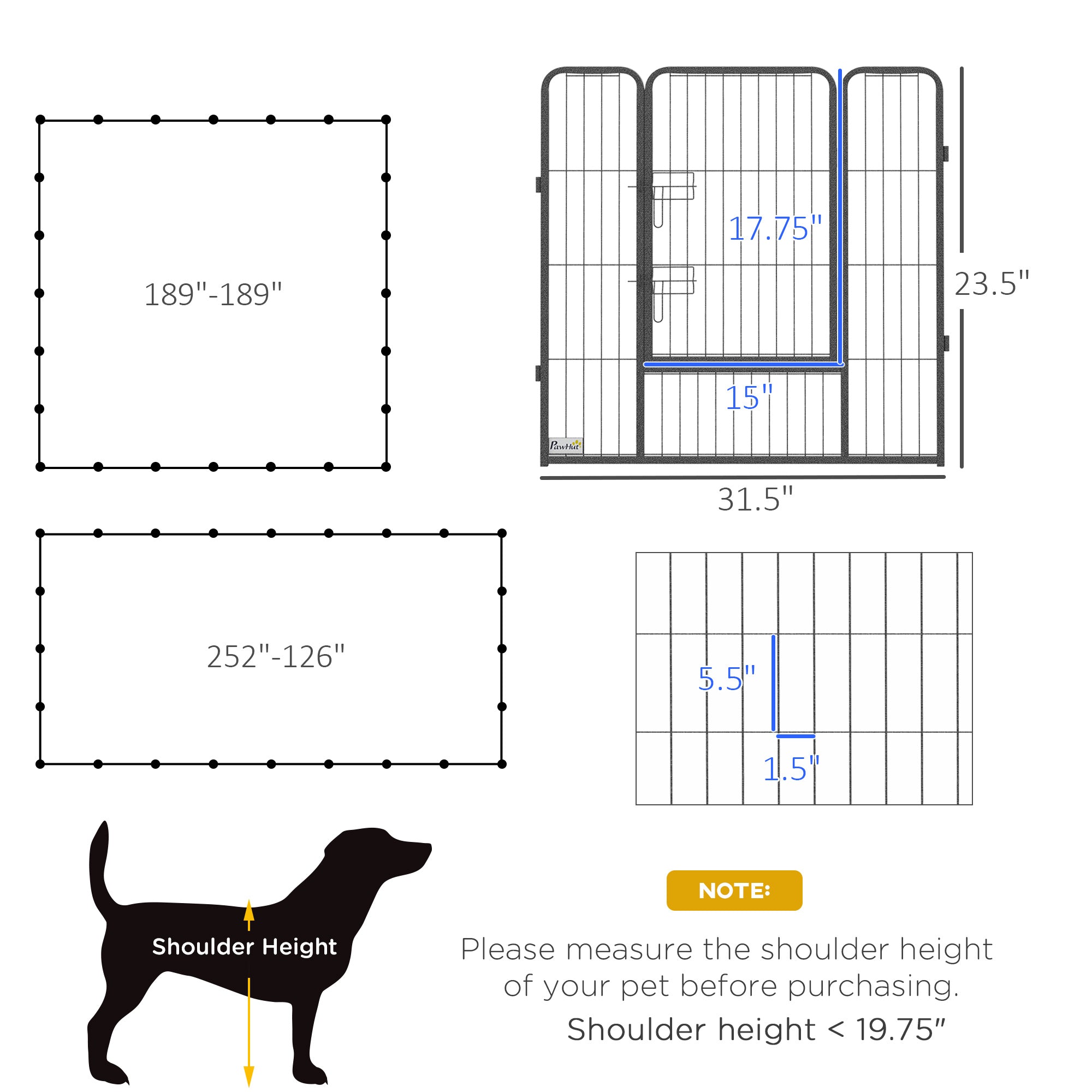 24 Panel Dog Playpen for Small and Medium Dogs with Lockable Door, 15.7' x 15.7' x 2.6' - Gray - Image 3