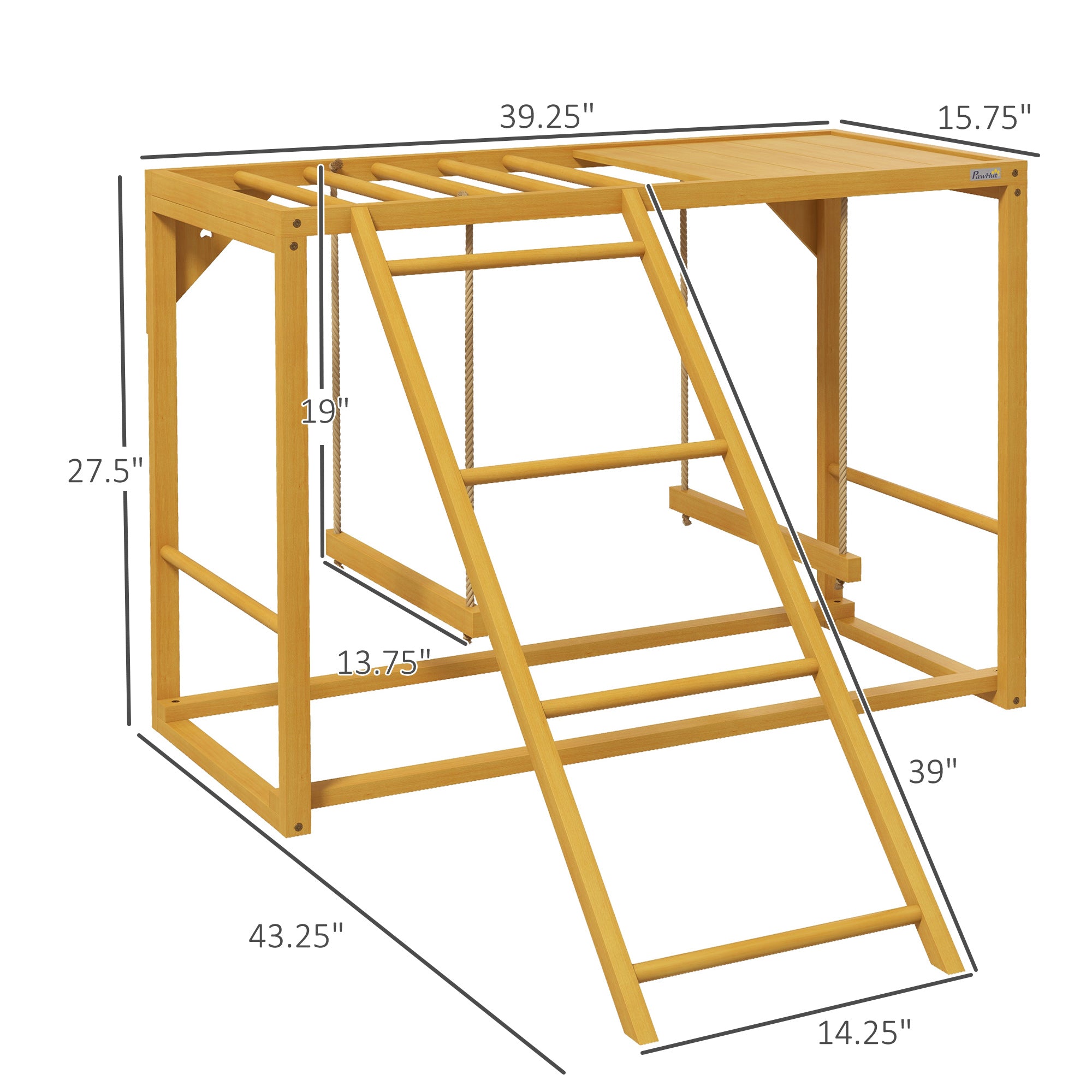 Wooden Chicken Activity Play w/ Swing Set, Chicken Coop Toy, Natural - Natural Wood - Image 3