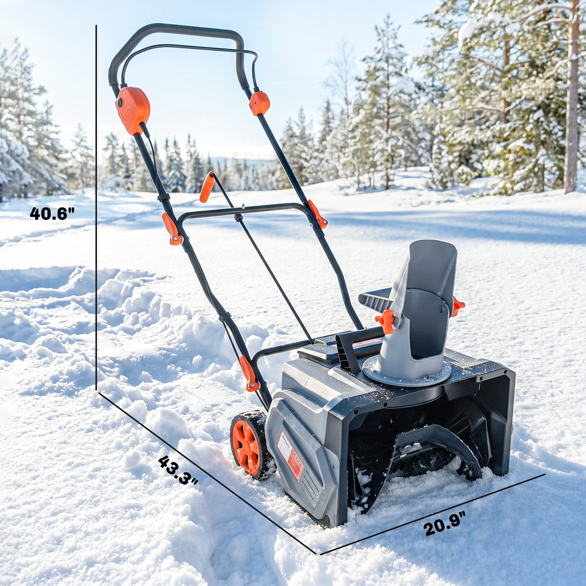 40V 18" Cordless Snow Blower with PU Auger, 1400W Brushless Motor, 12" Depth, Two 4.0Ah Batteries & Fast Charger