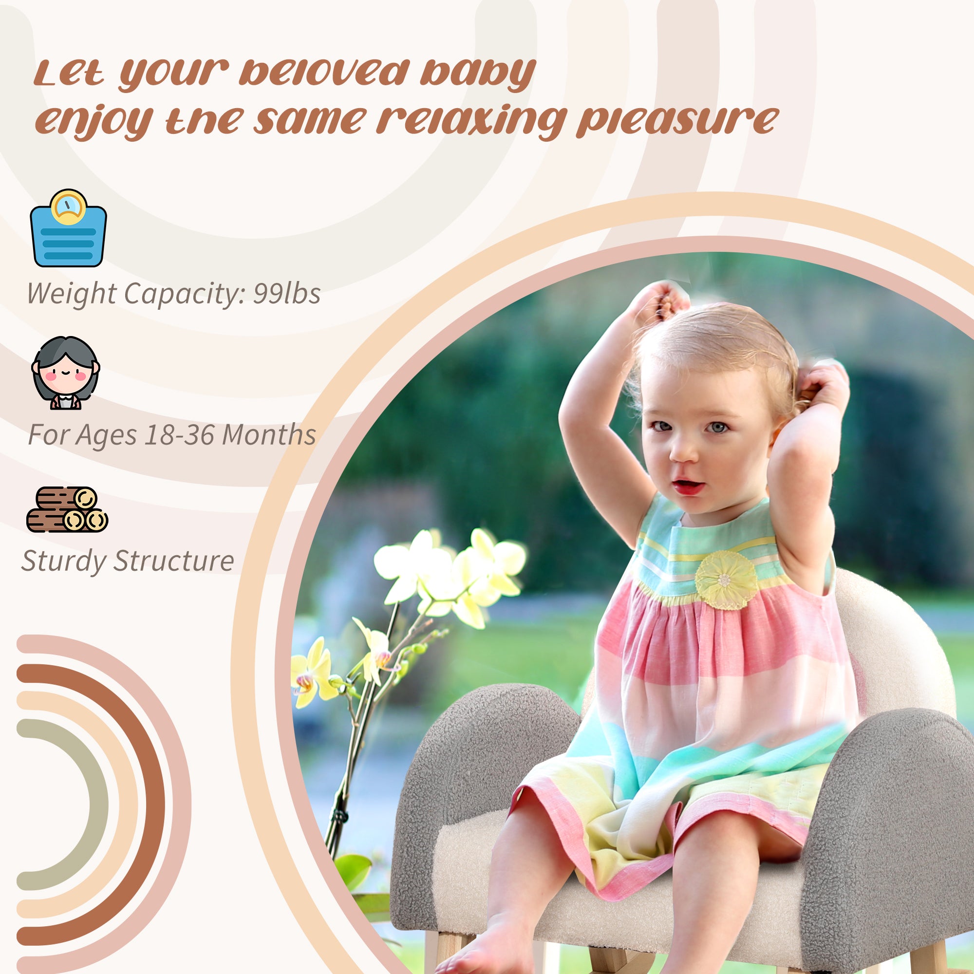 Kids Sofa, Rocking Toddler Sofa Chair, Gift for 18-36 Months, Gray