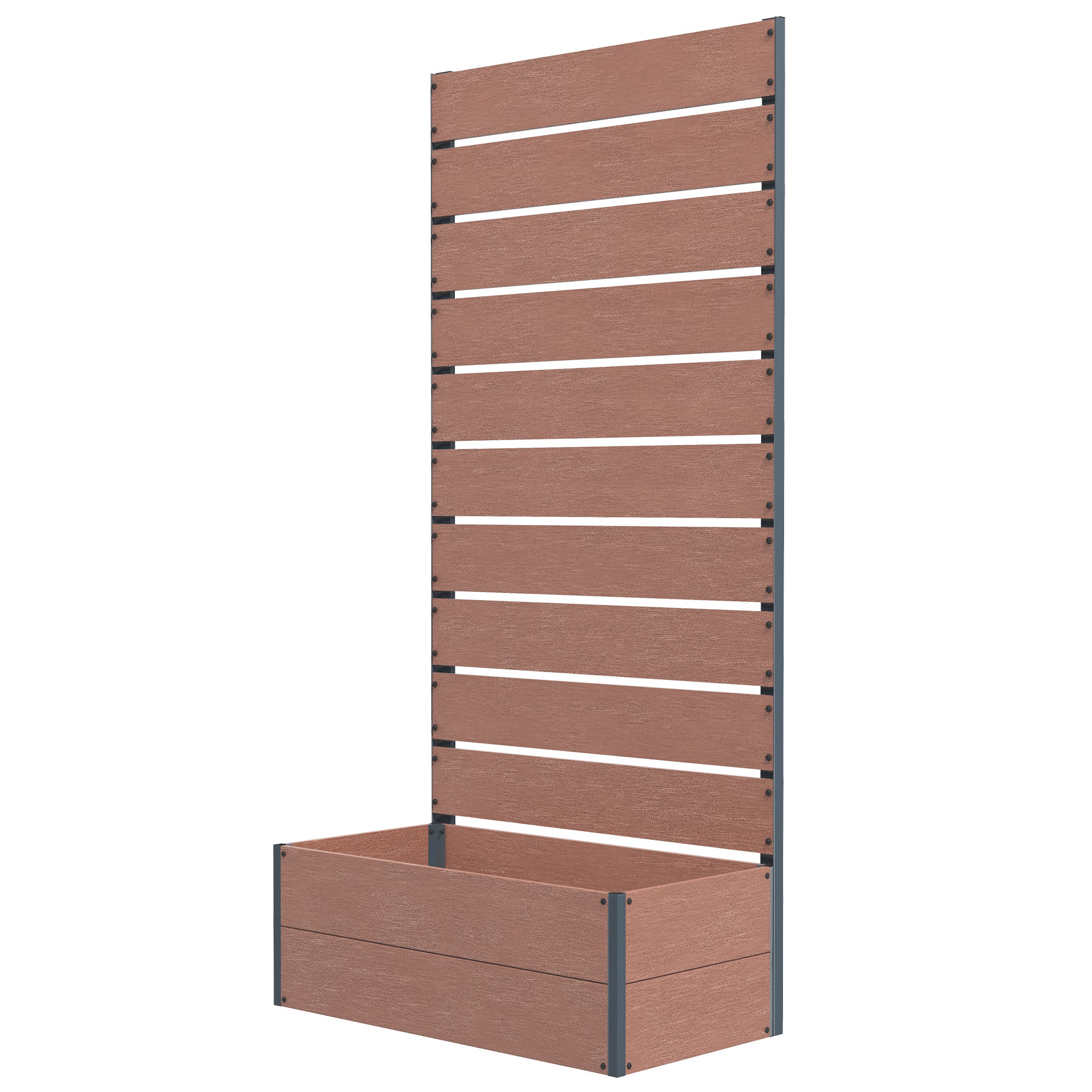 Trellis Planter for Climbing Plants, Raised Garden Bed with Trellis, Planter Box for Outdoor, 28.25" x 15" x 59", Brown - Brown