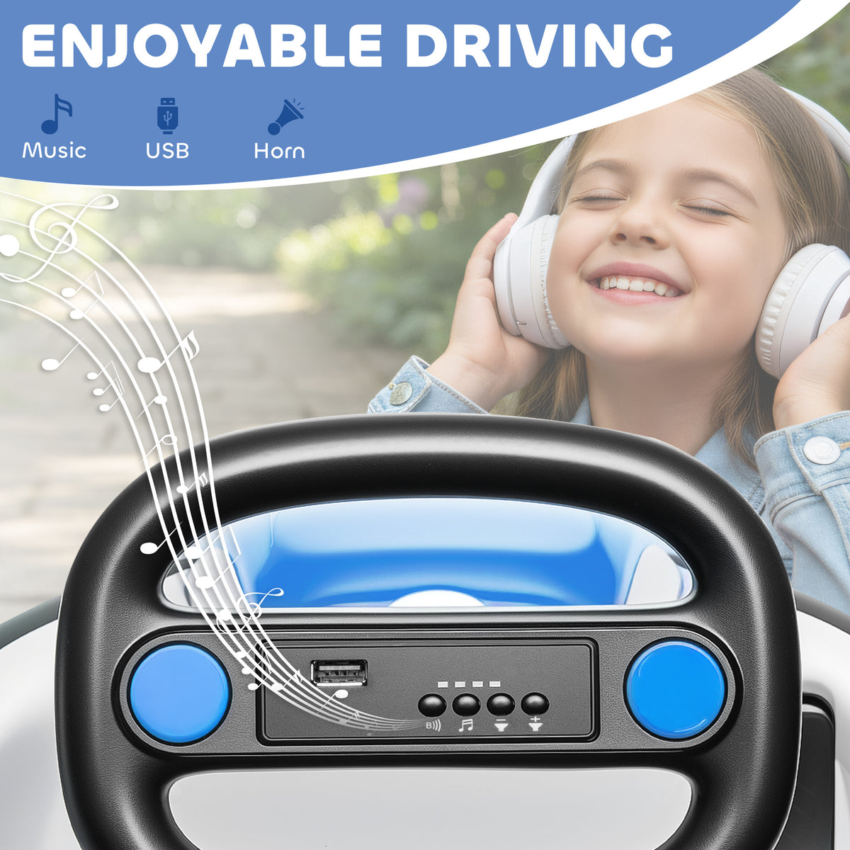 6V Kids Bumper Car with Big Wheels, Electric Car for Kids with 360-Degree Spin, Slow Start, for 37-72 M, Blue