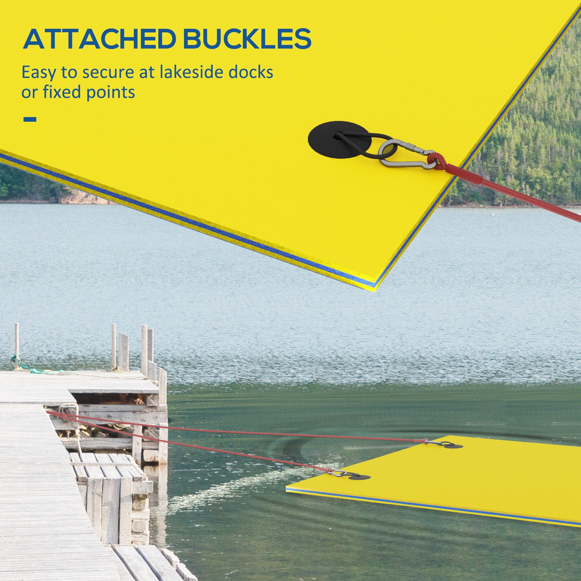 9' x 6' Lily Pad Water Mat for 2 Adults, Floating Water Pad for Lake, Pool, Ocean, Beach, and Boating, Yellow