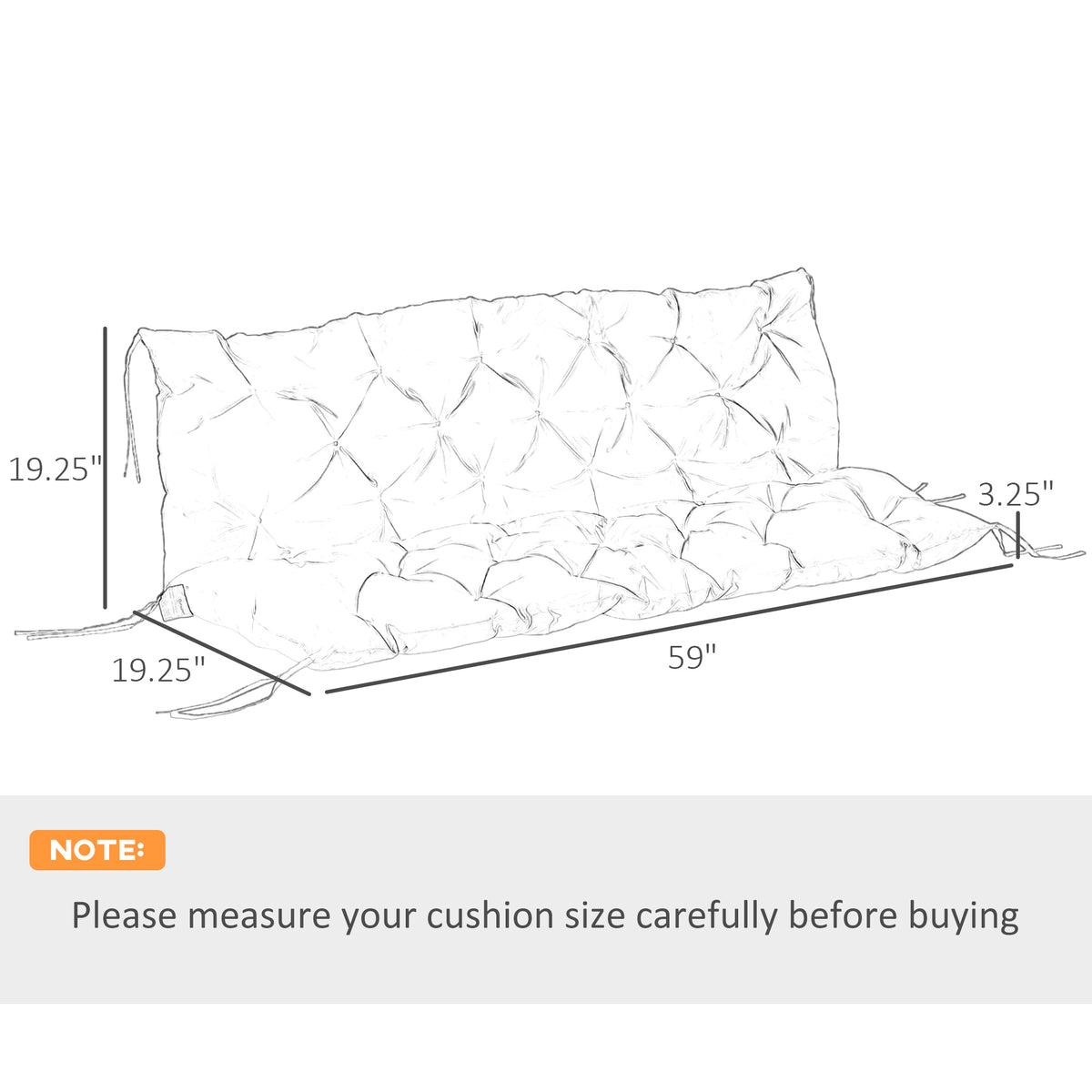 59" x 38" Tufted Bench Cushion for Outdoor Furniture, 3-Seater Replacement for Swing Chair, Patio Sofa/Couch, Dark Blue