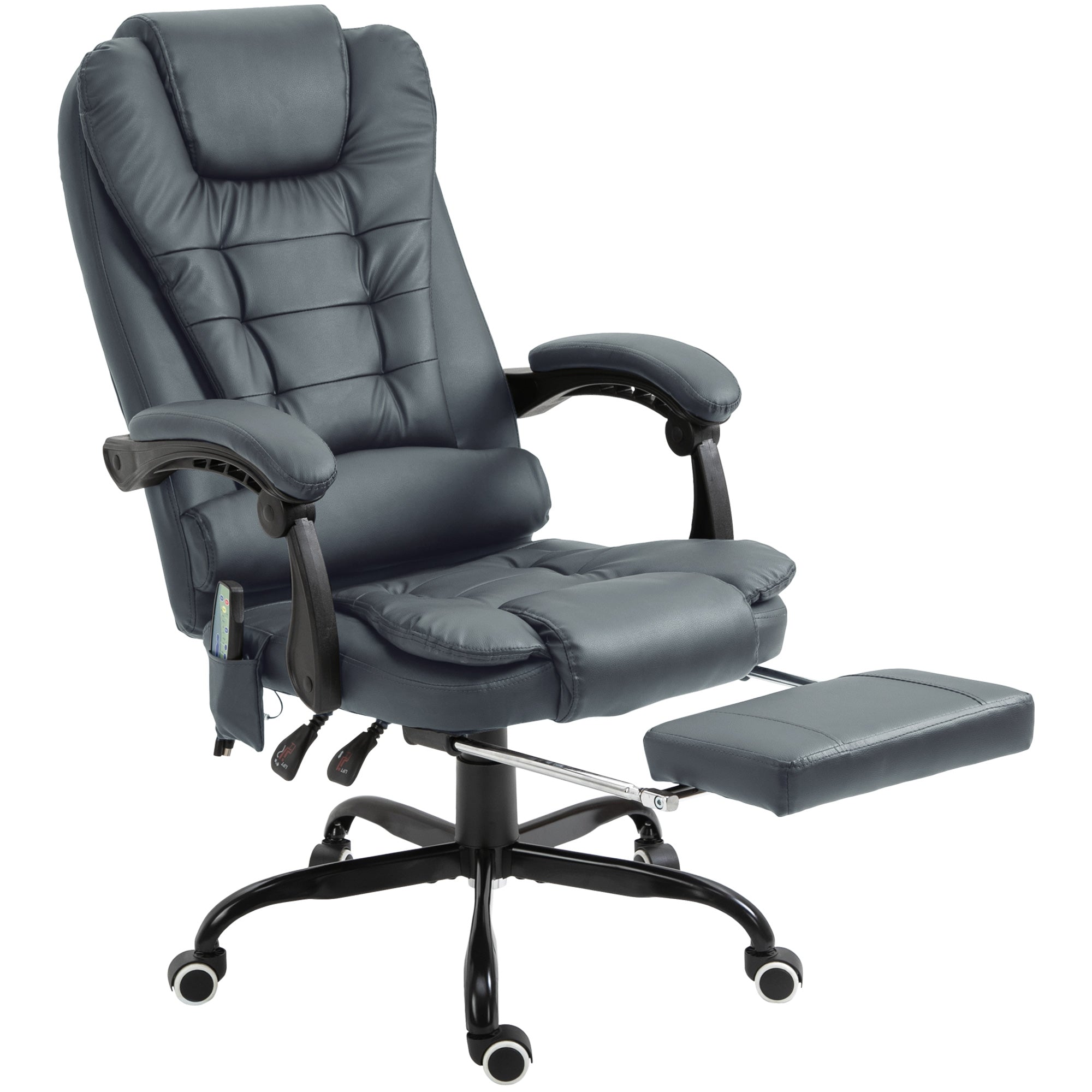 7-Point Vibrating Massage Office Chair High Back Massaging Office Desk Chair with Lumbar Support, Footrest, Blue