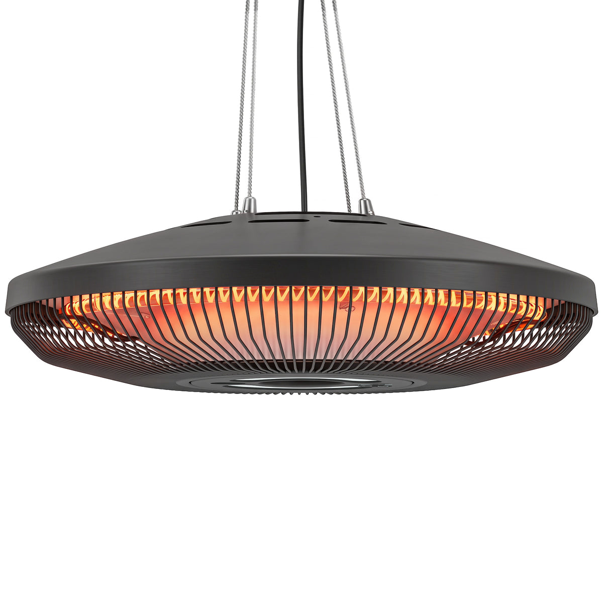 Electric Hanging Patio Heater with LED Light, 750/1500 W IP65 Ceiling Mounted Infrared Outdoor Heater, Black