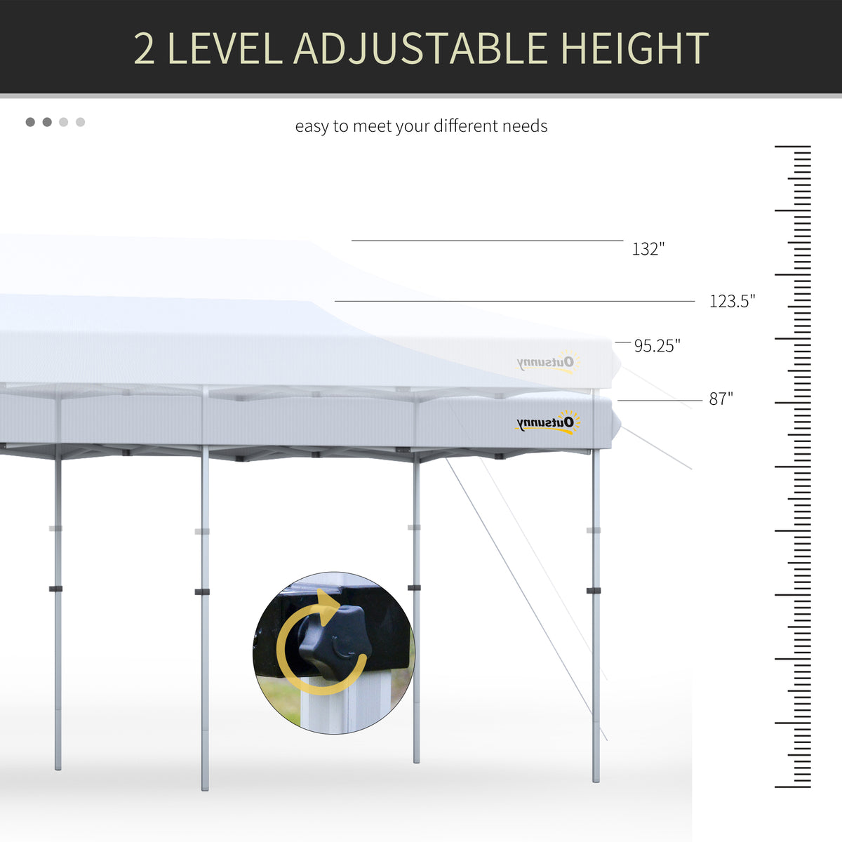 10'x20' Aluminum Pop Up Canopy Tent, Upgraded Thicker Tube Instant Party Tent with Wheeled Bag, 2-Level Adjustable, XL Large Ground Stakes for Events Patio Backyard
