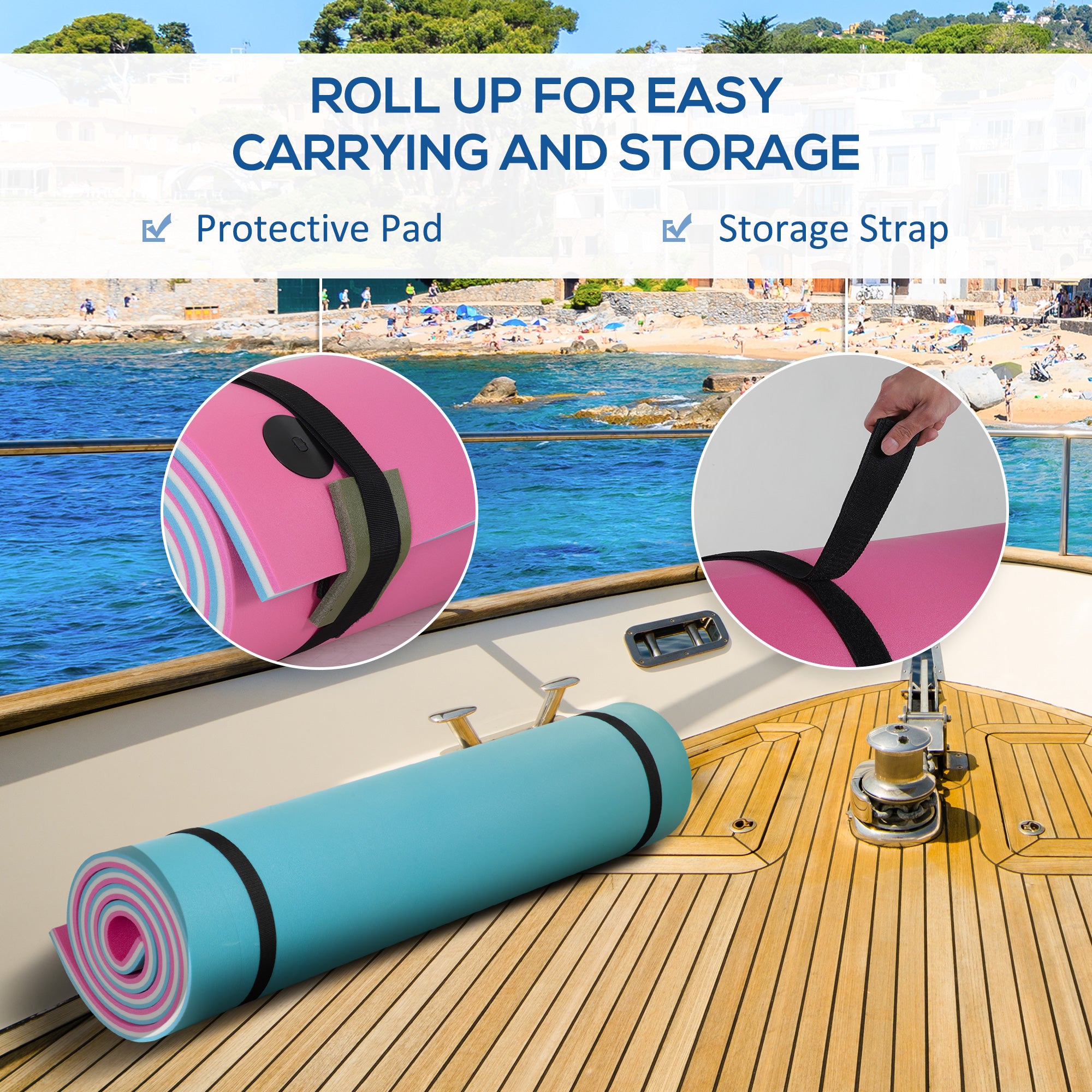 17' x 5' Floating Water Mat, 3-Layer Swimming Pool Float Ultimate Super-Sized Portable Foam Raft, Thick and Durable Water Activities Mat for Lake, Oceans