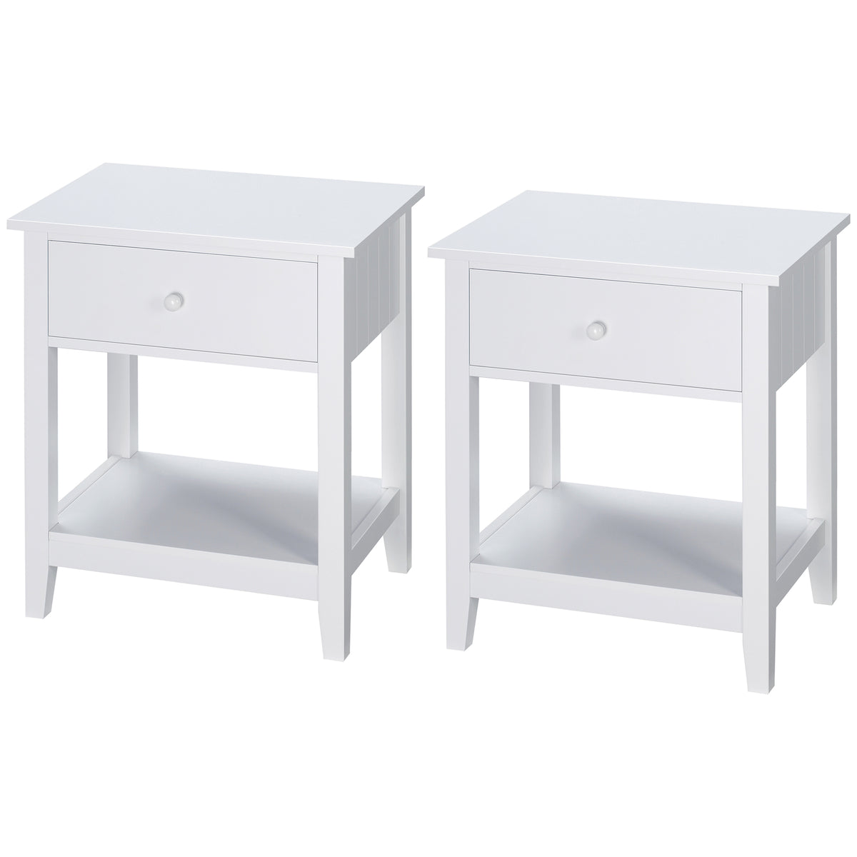 End Table, 2-tier Side Table with Drawer and Storage Shelf, Modern Sofa Side Table for Living Room, Gray