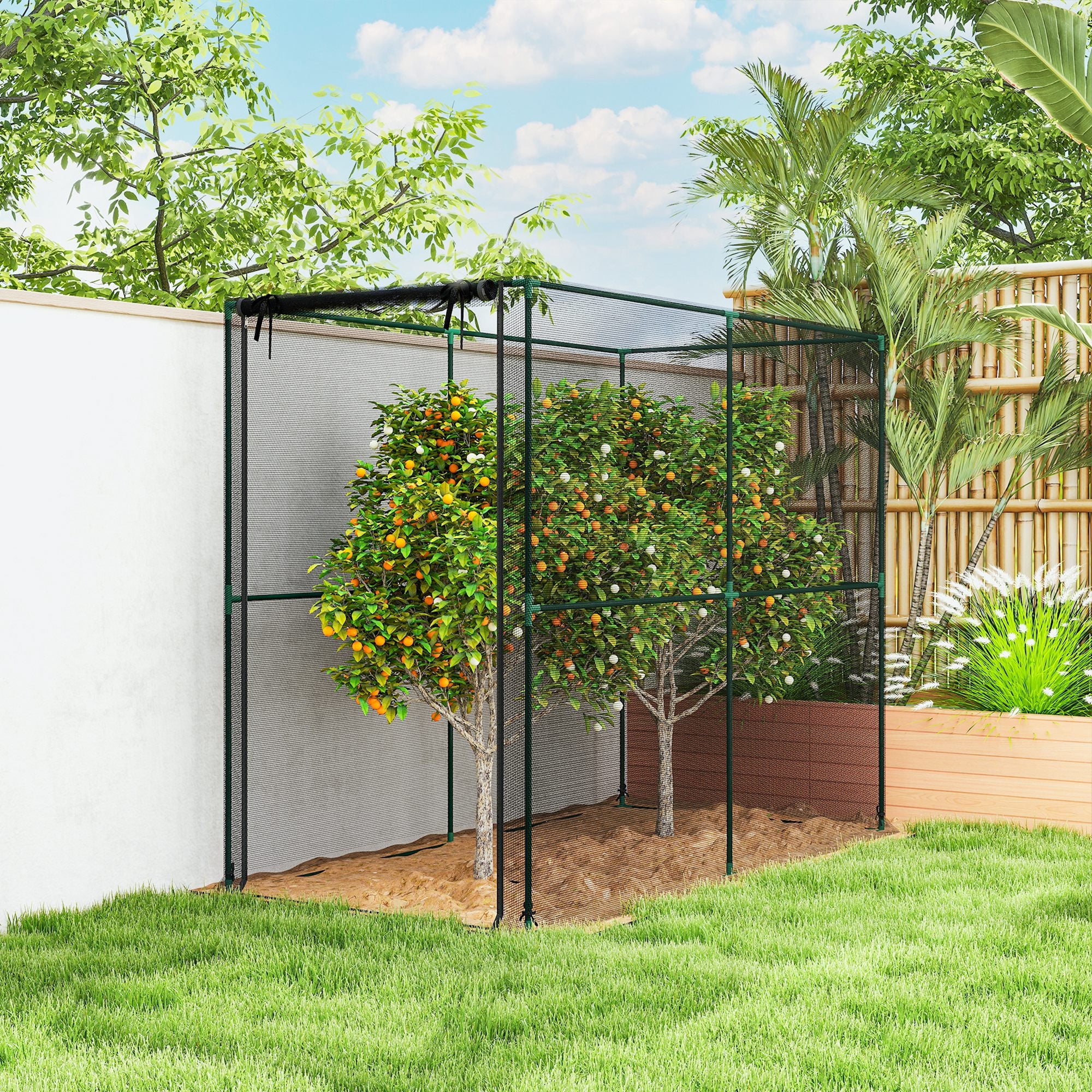 Crop Cage, Plant Protection Tent with Zippered Door, Plant Protector from Animals for Vegetables Flowers Fruits, Black - Black - Image 7