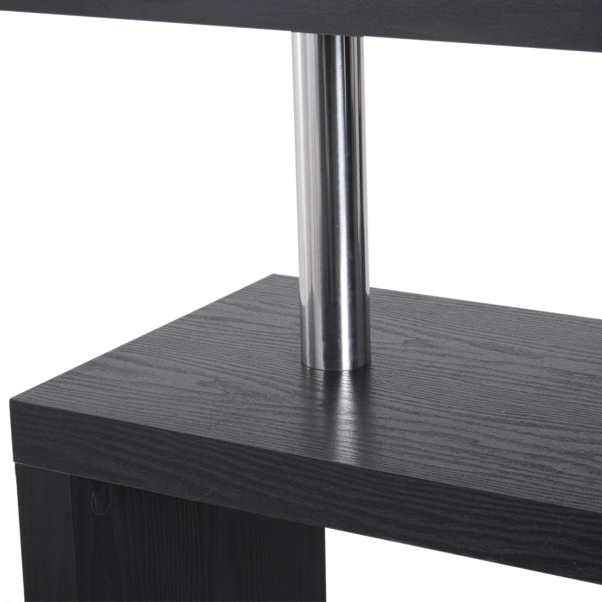 94" 5 Tier L-Shaped Computer Desk Rotating Writing Table Corner Desk with Display Shelves and Stainless Steel Frame, Black