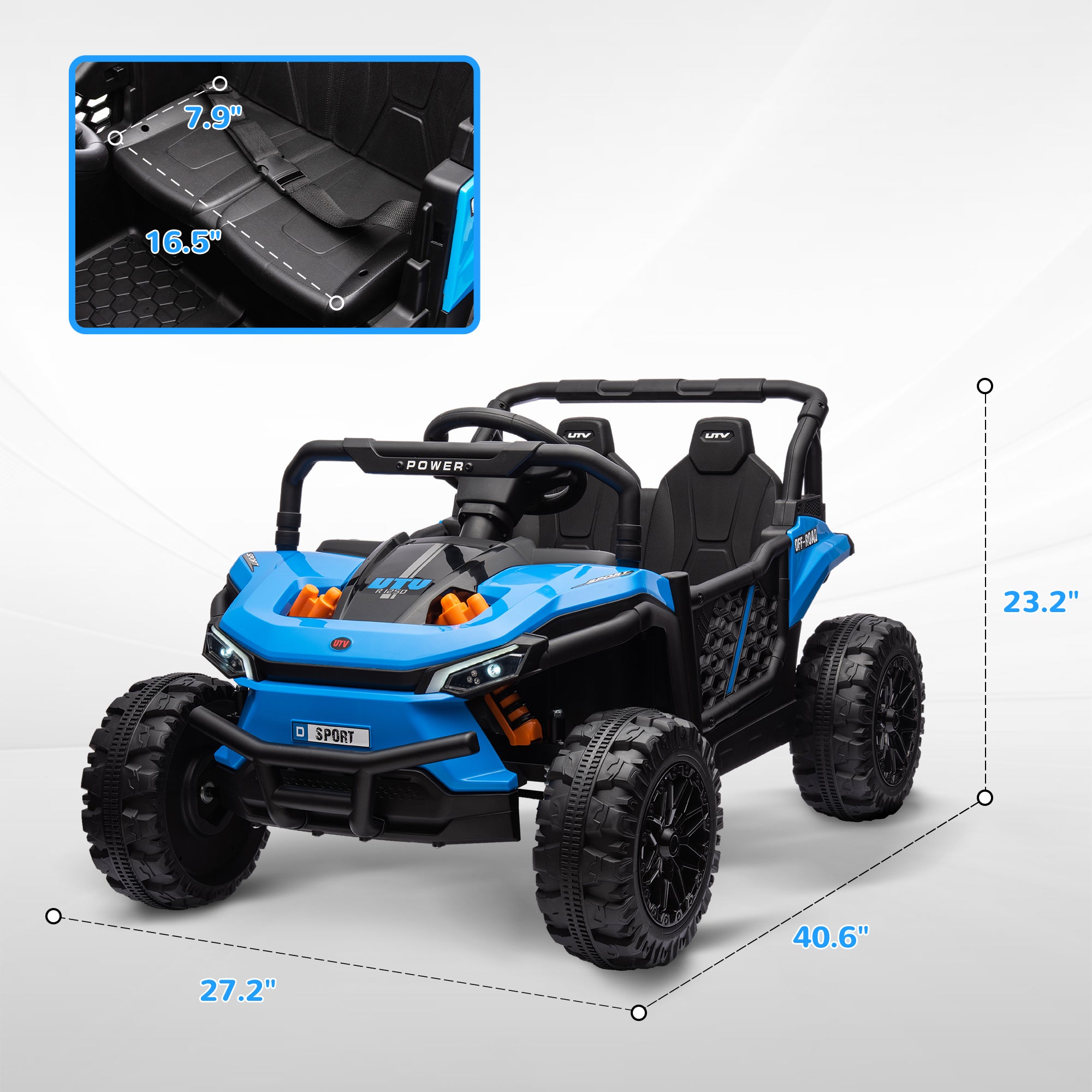 12V Ride On Truck, Battery Powered Electric Car for Kids w/ Remote Control, 4-Wheel Suspension & LED Lights, Blue